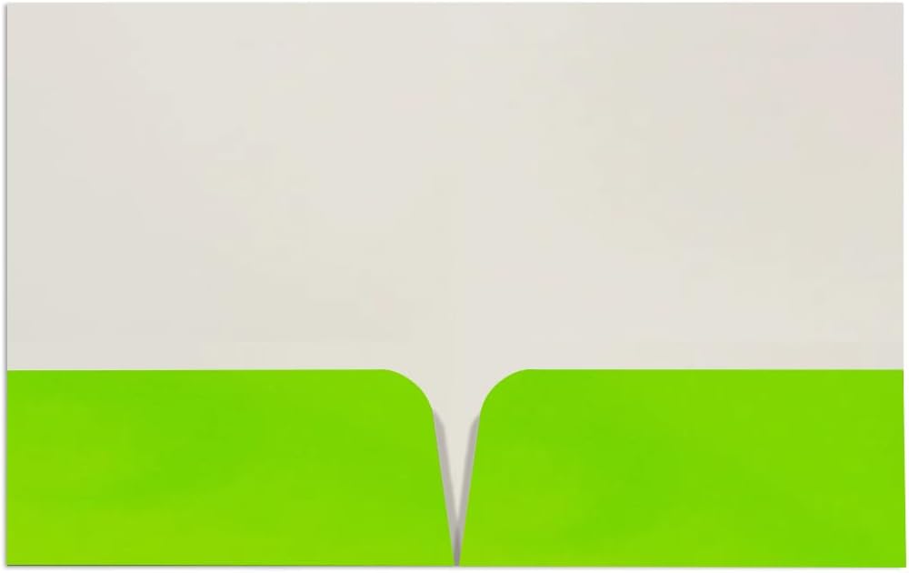 JAM PAPER Custom Printed Semi-Gloss Folders with Round Corner Pockets - Personalized Logo & Text - 10 pt C2S - Lime Green - 250/Pack