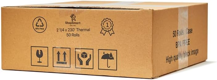 2 1/4” x 230' Thermal Receipt Paper Rolls Compatible with Most Samsung, Sharp, and Royal Alpha Cash Registers (Pack of 50)