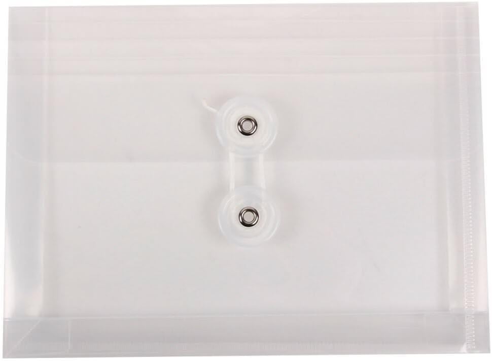 JAM PAPER Plastic Envelopes with Button & String Tie Closure - Index Size - 5 1/2 x 7 1/2 - Assorted Colors - 6/Pack