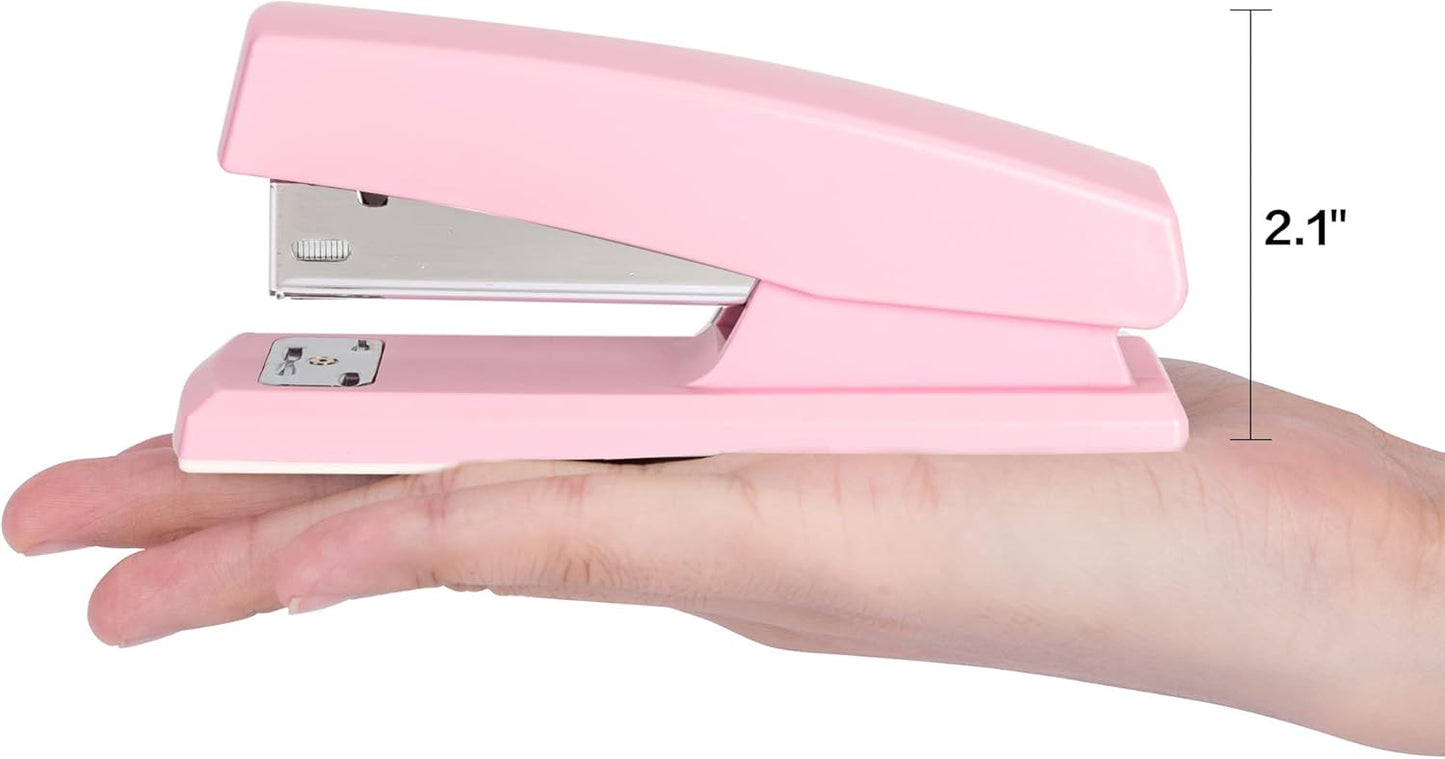Deli Stapler, Desktop Staplers with 640 Staples, Office Stapler, 25 Sheet Capacity, Pink