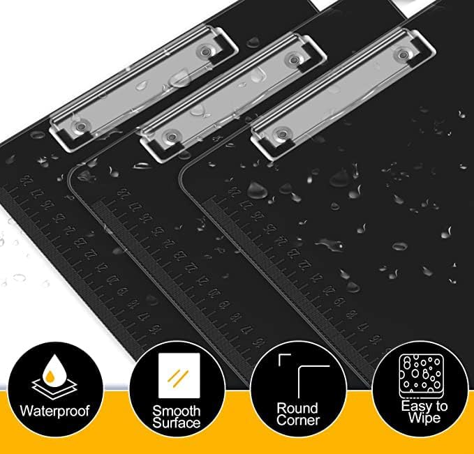 HERKKA 25 Pack Plastic Clipboards, Black, A4 Letter Size, 12.5 x 9 Inch