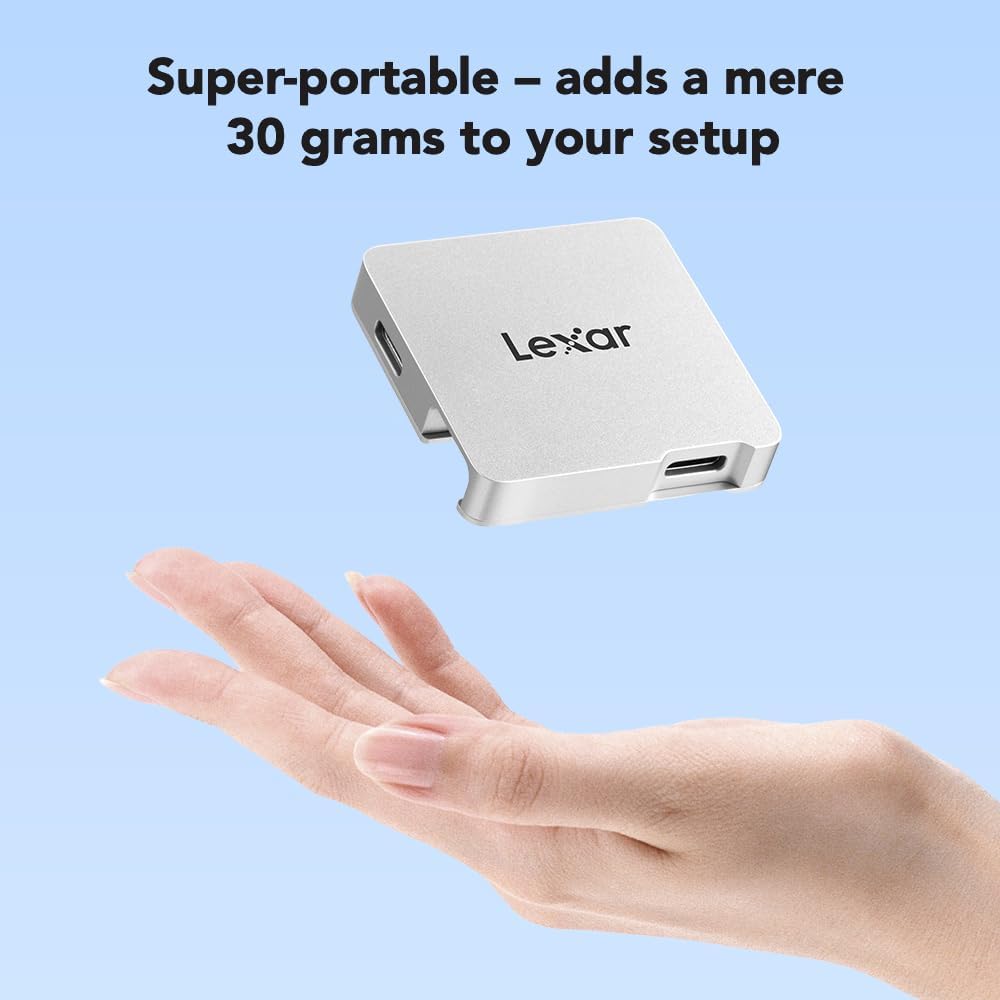 Lexar Professional Go Portable Hub, Four Type-C Ports, USB 3.2 Gen 2, Up to 10Gbps, Ultra-Compact, Perfect for Go Portable SSD, Compatible with Smartphones, PC & Mac, Tablets & iPad (LPASL400-RNSNG)