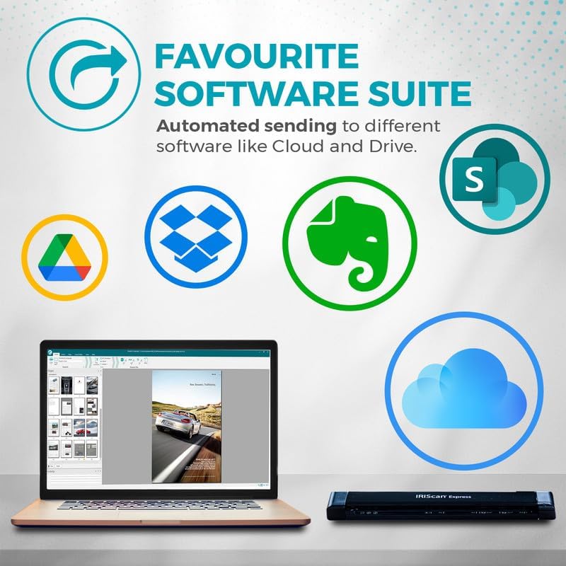 IRIScan Express v4 8PPM Portable Document Scanner - Simplex: Scan Directly to PDF, Word, Excel and Bus. Cards to Outlook. Receipt Scanner for Computers with USB Connectivity (Windows Only)