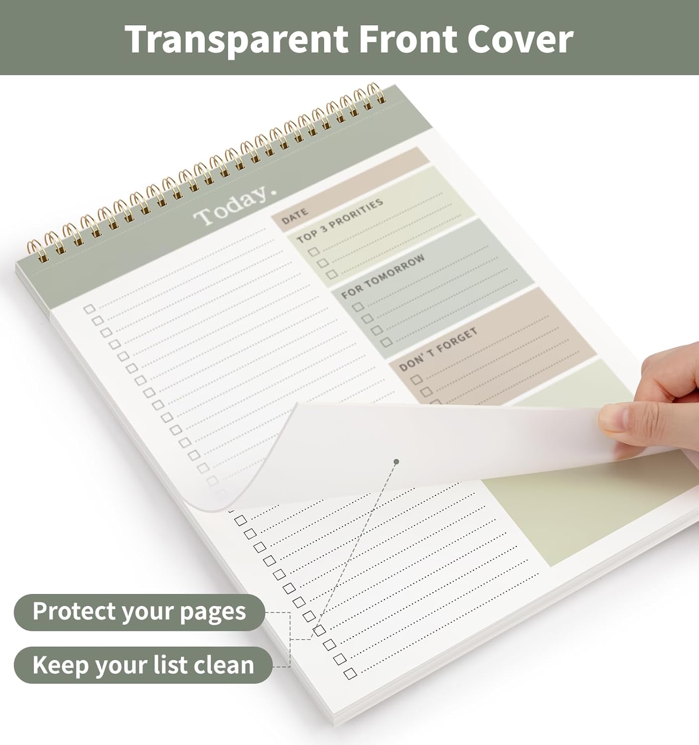 To Do List Notepad, 52 Undated Sheets (8.5"×11")Duplex-printed Daily Planner For Work Home School Office Desk Accessories Supplies & Goal Setting Tasks -Green