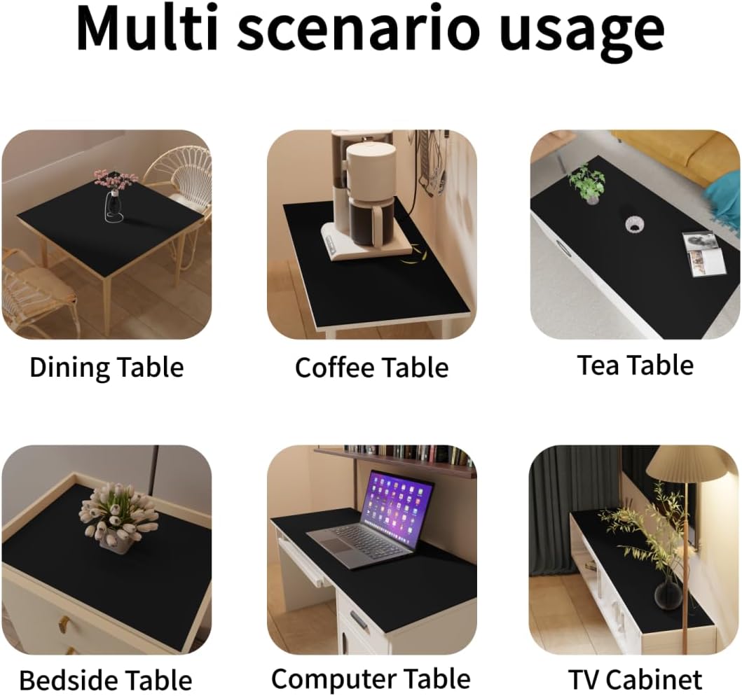 Desk Pad Mat - 14x48 Inch Waterproof Easy to Clean Can Conceal Flaws Protector The Table Top from Scratches Used for Coffee Table Office Table Dresser(Black+Gray 14x48)