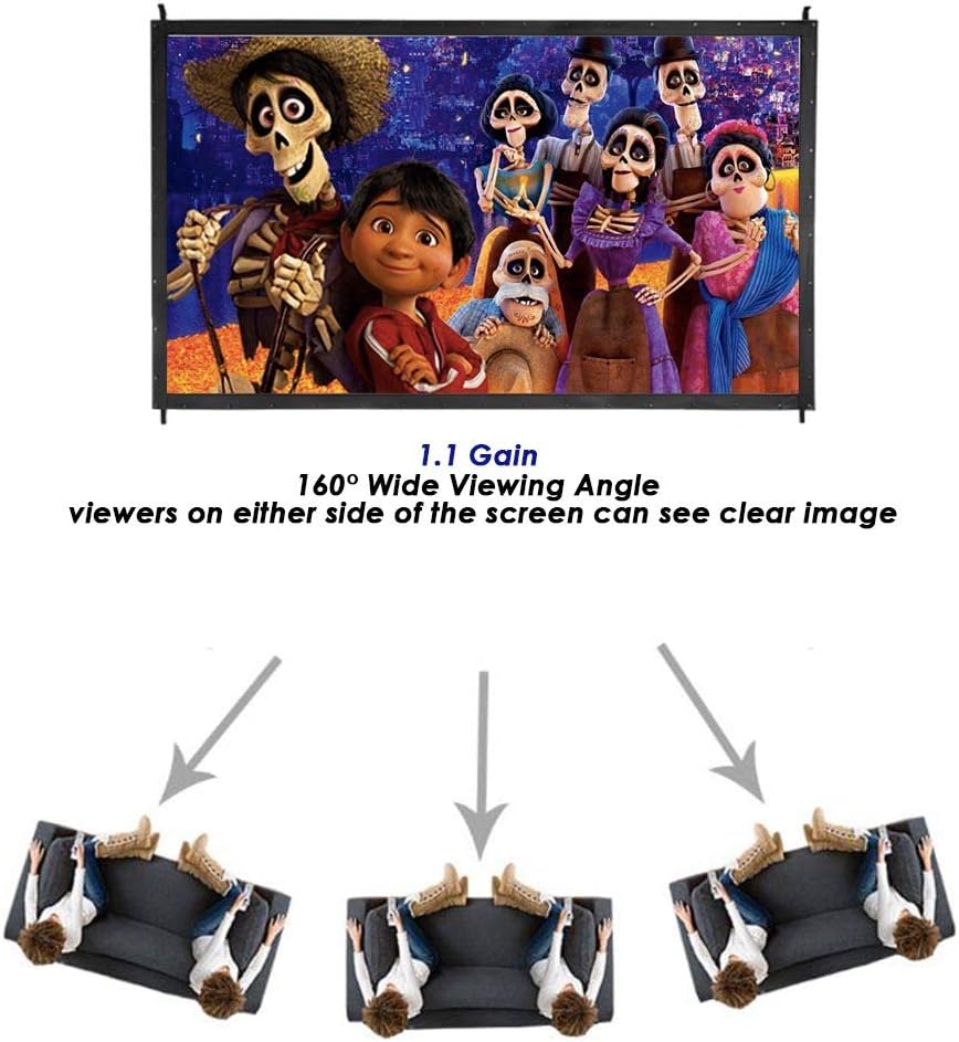 100" Outdoor Projector Screen and Stand Portable Movie Projection Fast Folding 16:9 4K HD Home Theater Camp Backyard Cinema with Carry Bag