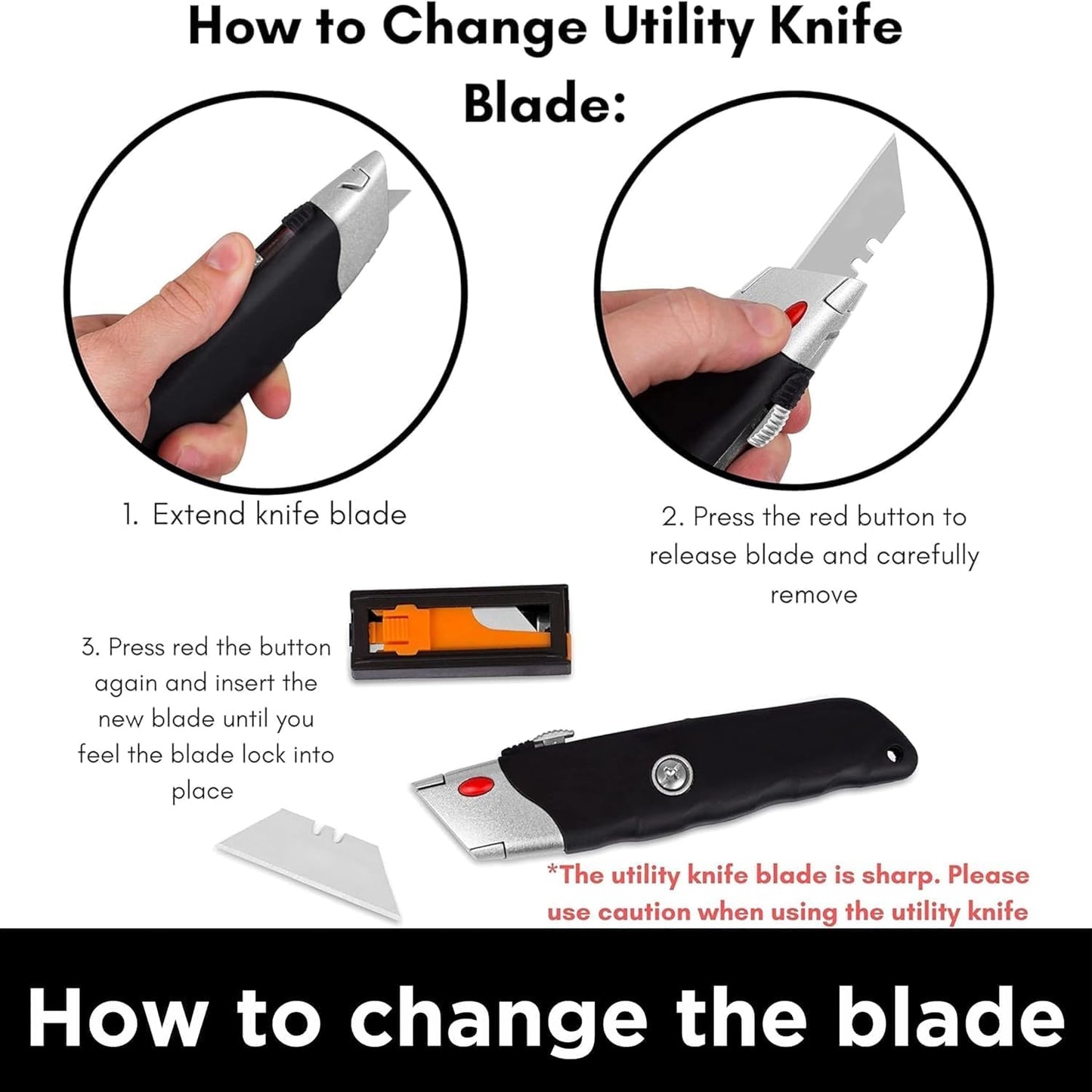 INTERNET'S BEST Premium Utility Knife | Retractable Box Cutter with Rubber Handle | Heavy-Duty Cutting for Cardboard, Carpet, Plastic | Retractable Blade | Includes 1 Razor Knife & Extra Blades