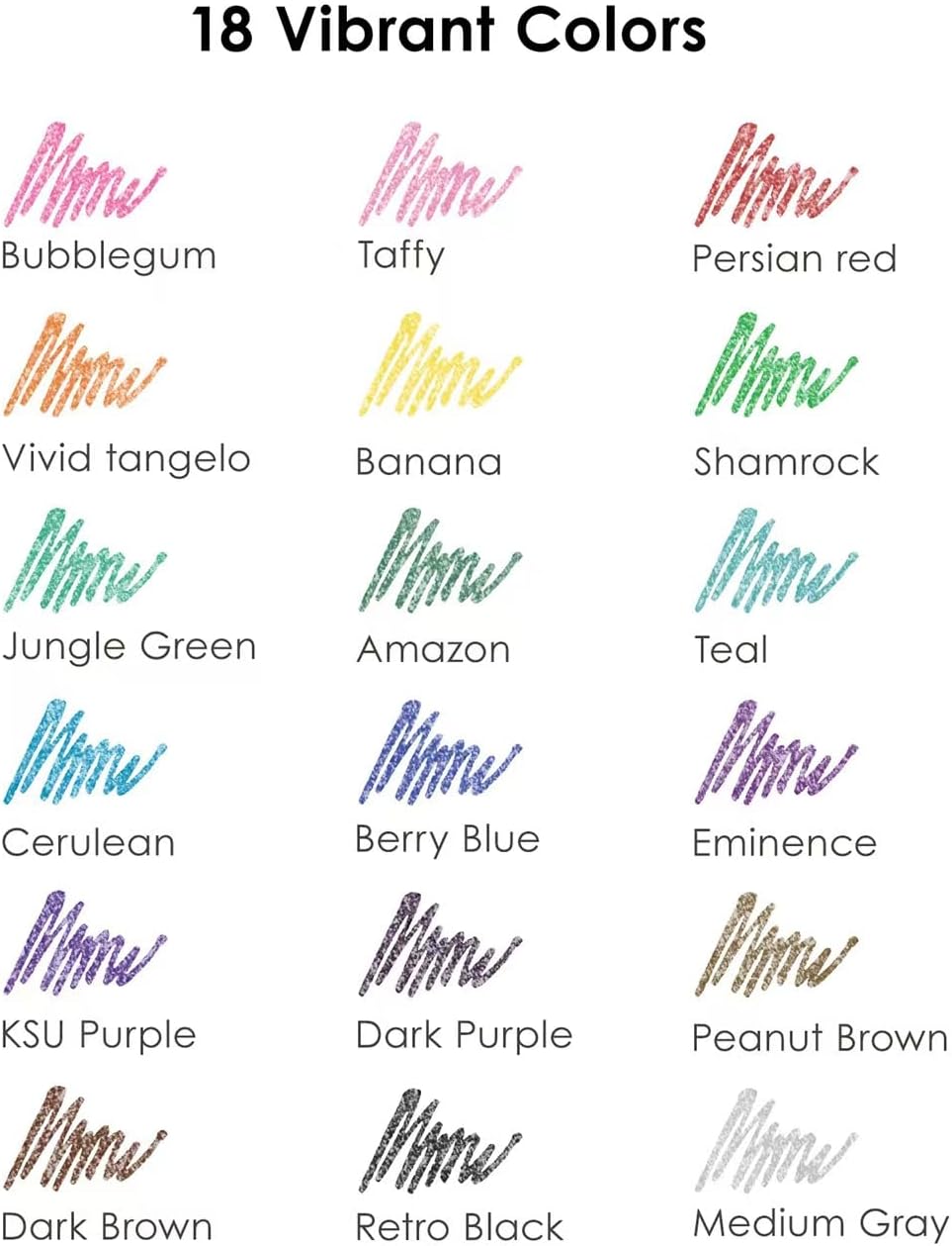 Grabie Glitter Gel Pens 18 Colors, Metallic Vibrant Sparkle Gel Pens for Coloring, Retractable Sparkle Glitter Pens for Adults,Colored Gel Pens for Adult Coloring Books and Drawing