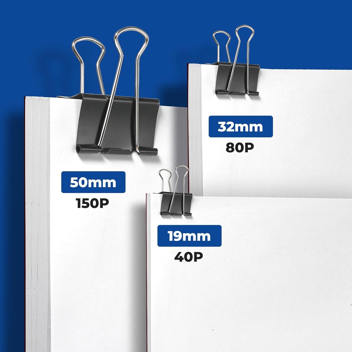 Eclirgan 1.2-Inch Medium Paper Clamp with Heavy-Duty/Rust-Resistant/Folding,96-Pack Thick Metal Binder Clip in 8 Boxes,Black Paper Clips Set for DIY/Crafts/File/Paperwork