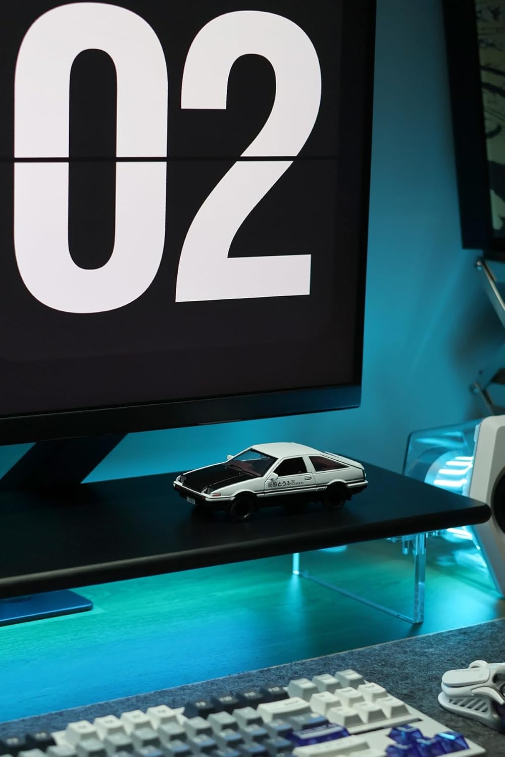 Bamboo Monitor Stand Riser with RGB Lights,31.5 Inches Desktop Shelf with Acrylic Legs Supports for Desk, PC Computer Monitor, Laptops, Printer, Speakers (Black)