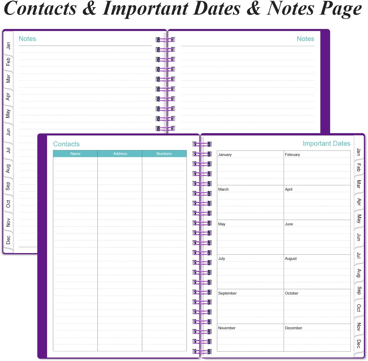 2026 Planner - Planner 2026 from January 2026 - December 2026, Weekly & Monthly Planner Spiral Bound with 12 Monthly Tabs, Inner Pocket, 6.4" x 8.5", Purple-B