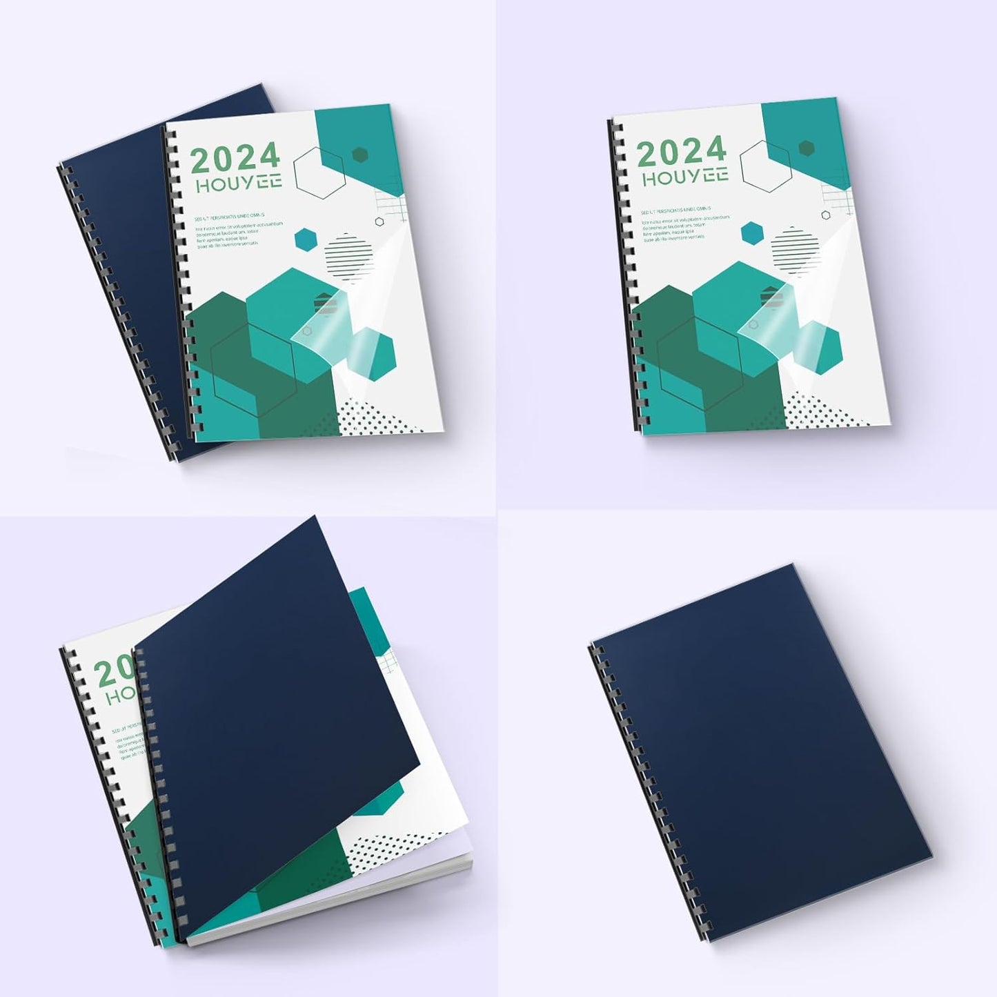 100 Pack Binding Covers Set, 8.5x11 Inches, Including 50 Pcs 12 Mil Ultra Clear PET Binding Covers, 50 Pcs 12 Mil Navy Sand Textured