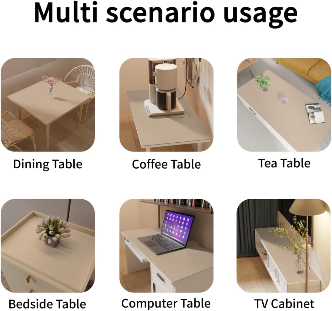 Desk Cover Protector - Used for Square Table Waterproof and Easy to Clean Good Flatness Easy to Used for Dining Table(Light Brown+Gray 44x44)