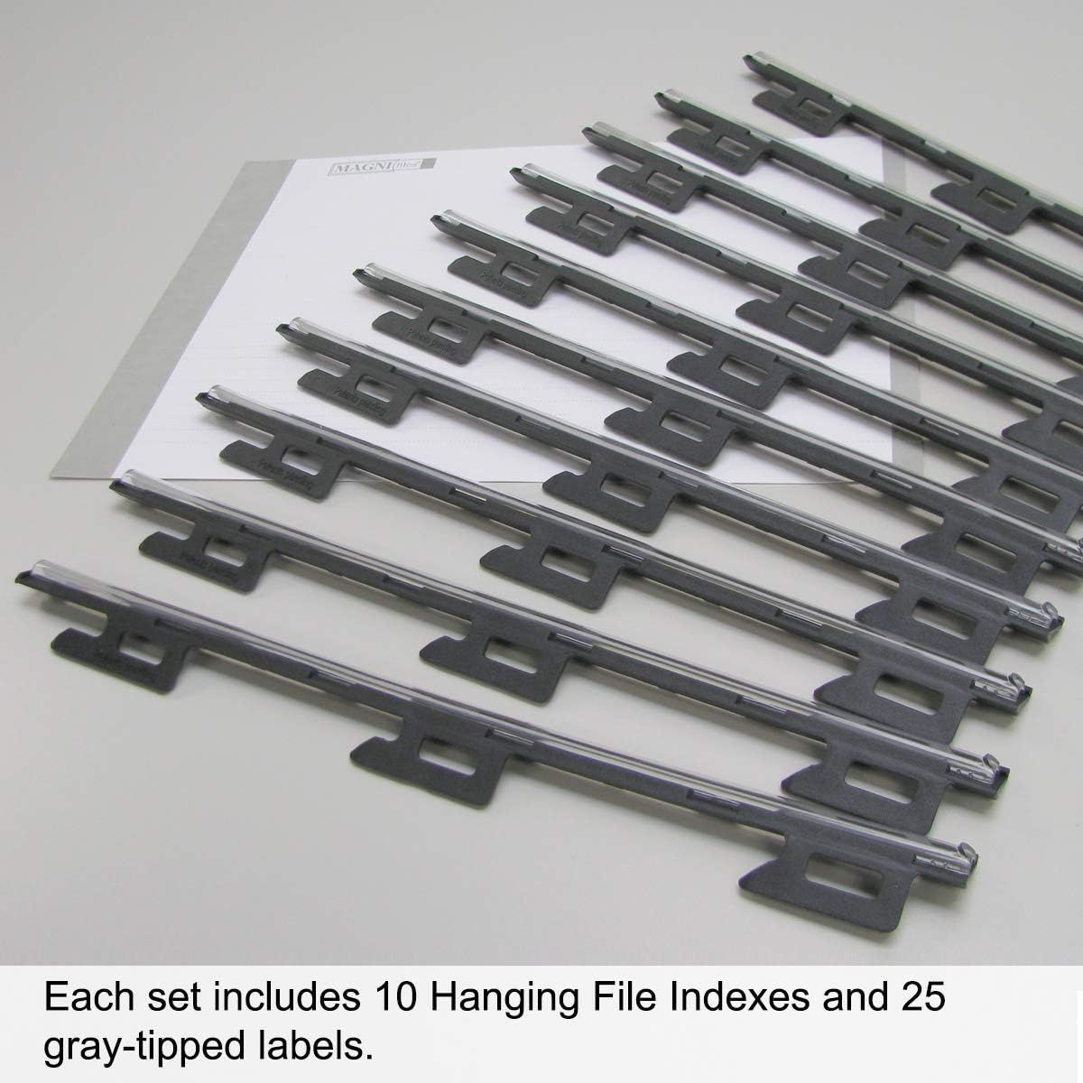New Ultimate Office MagniFile Insertable Hanging File Folder Tabs. Indexes That Double The Size of Your File Titles to Find Files Fast! (Set of 10), Black