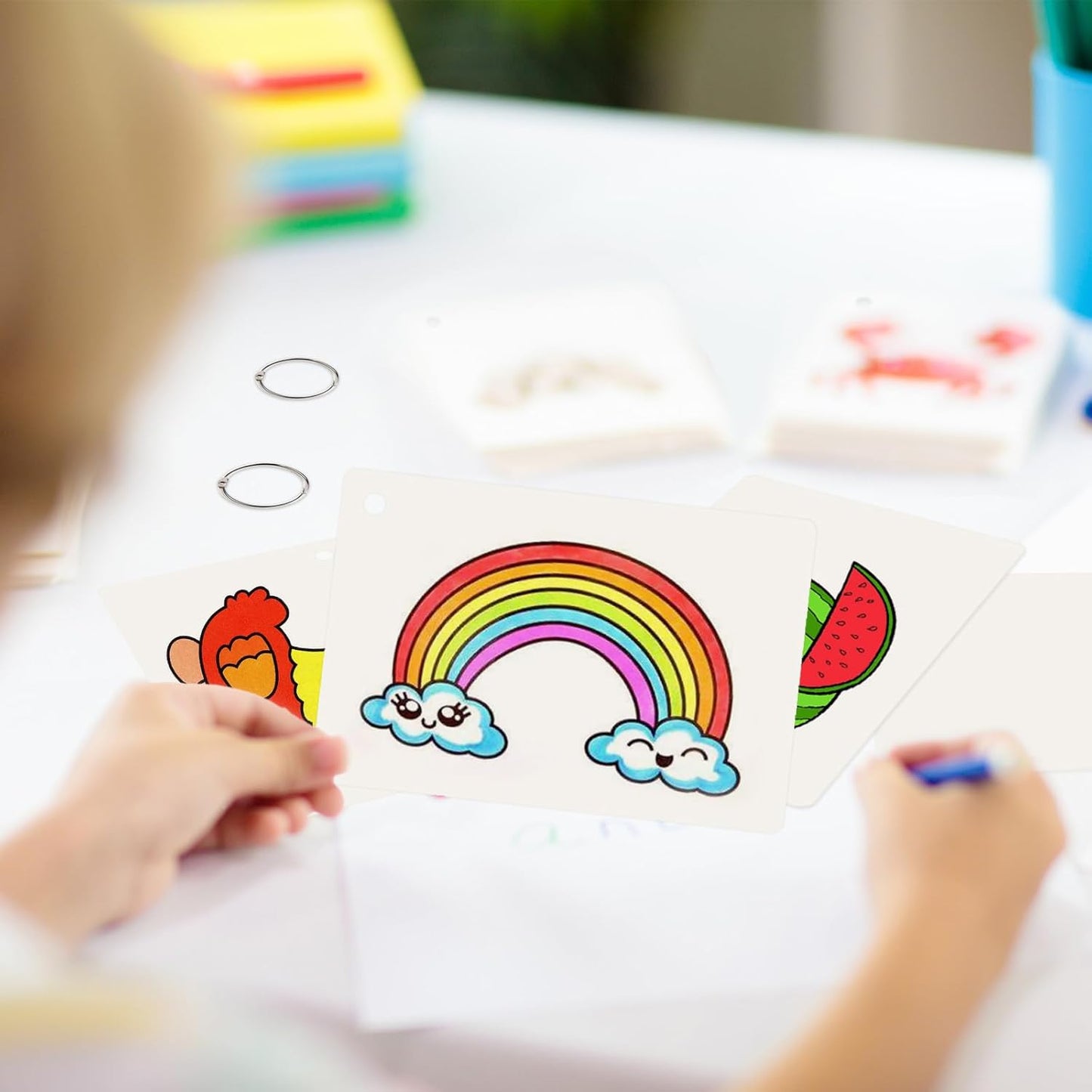 6 Pack 4x6 Inch Blank Flash Cards with Binder Rings (60 Sheets Each Pack), Blank Easy Flip Index Card Mini Study Note Cue Cards for Studying