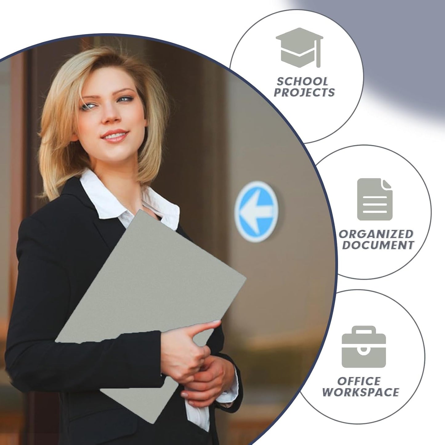 Two Pocket Folders, PANDRI 30 Pack Two Pocket Folders with Prongs, 3 Prong Folders Designed for Office and Classroom, Letter Size Grey