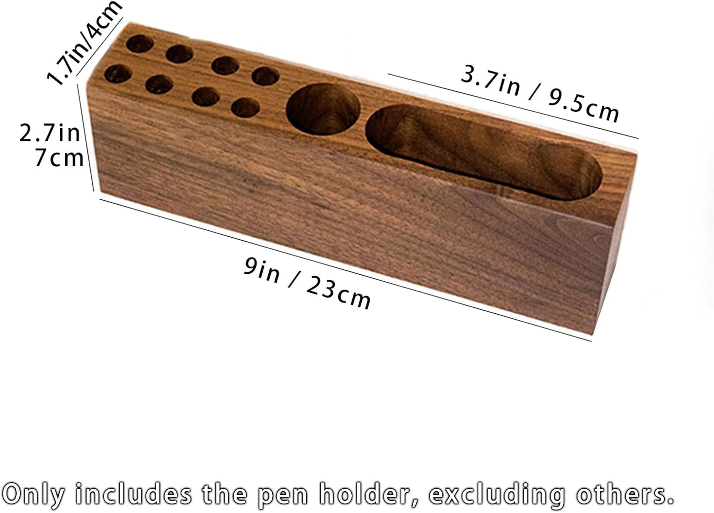LiTY Pen Holder for Desk, Acacia Wooden Pencil Stand, Solid Wood Business Card Holder, Fountain Pen Organizer, Minimalist Aesthetic Office Stationery Desk Decor