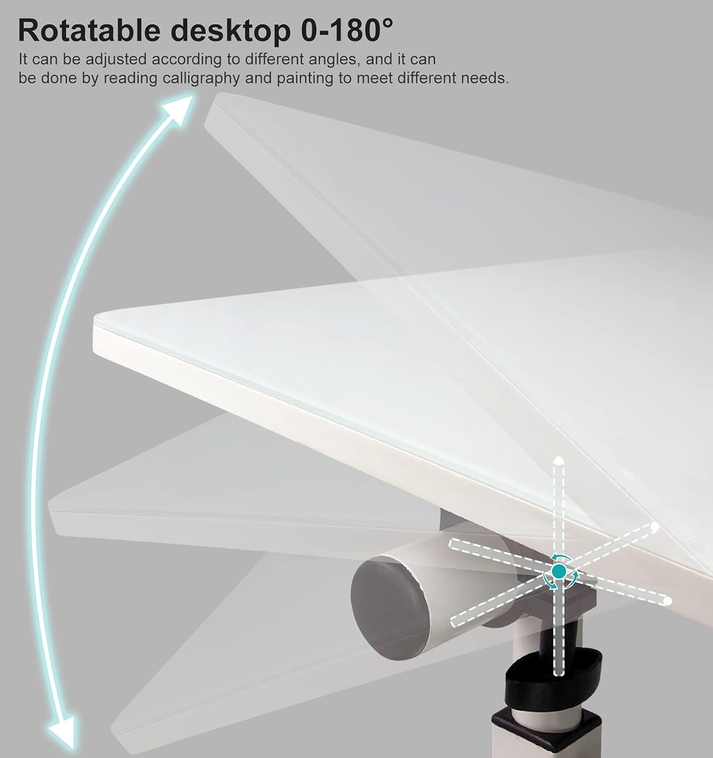 KOUPA Adjustable Height Standing Desk, Writable Tempered Glass Desktop with Eraser, 360° Flip, Wheels – Ideal for Small Spaces and Home Offices, 31 in, White(Adjustable Height: 32-47 in)