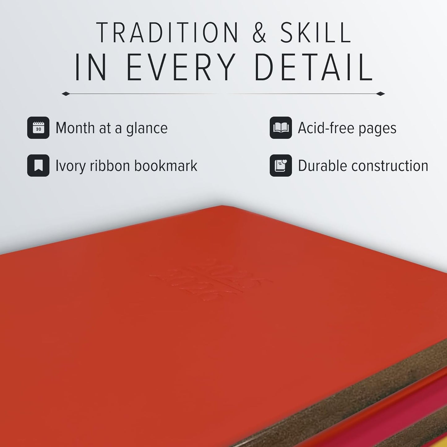 Gallery Leather Academic Planner 2025-2026, Teacher and Student Weekly Monthly Planner, Elegantly Bound Calendar with Gold-Gilded Page Edges, 18 Months - Floral Espresso - 9x7"