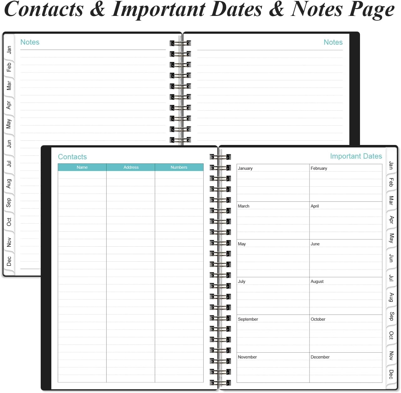 2026 Planner - Planner 2026 from January 2026 - December 2026, Weekly & Monthly Planner Spiral Bound with 12 Monthly Tabs, Inner Pocket, 6.4" x 8.5", Black-E