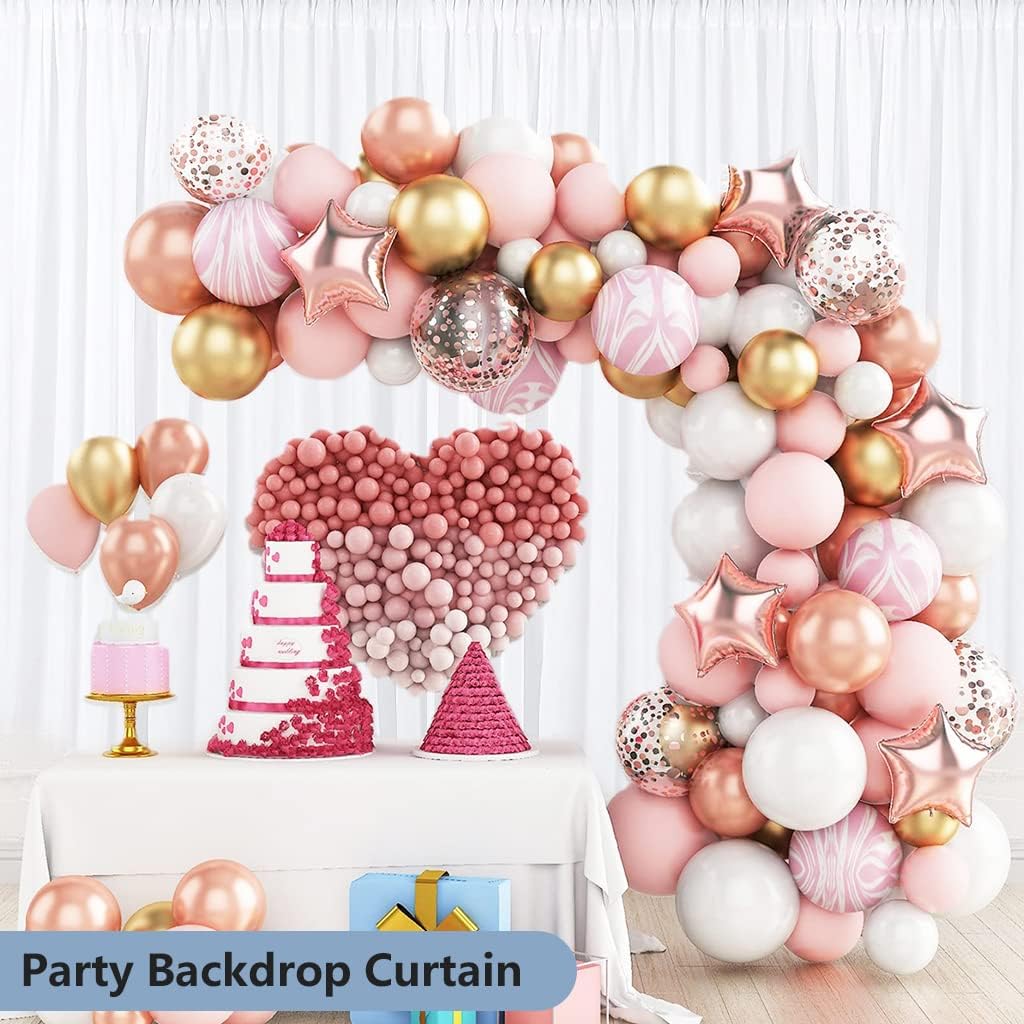 10X20ft White Photo Backdrops for Photography, LCUIRC TWO ROD POCKET White Backdrops Curtain for Parties, Polyester White background with 4 Clamps for Product Protrait Photoshoot or Parties Decoration