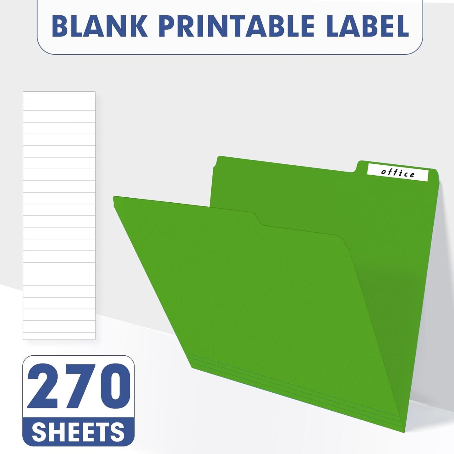 File Folder, PANDRI 270 Pack Colored File Folder, 1/3 Cut Tab, Letter Size, Assorted 12 Colors Filing Folder for Office School Business