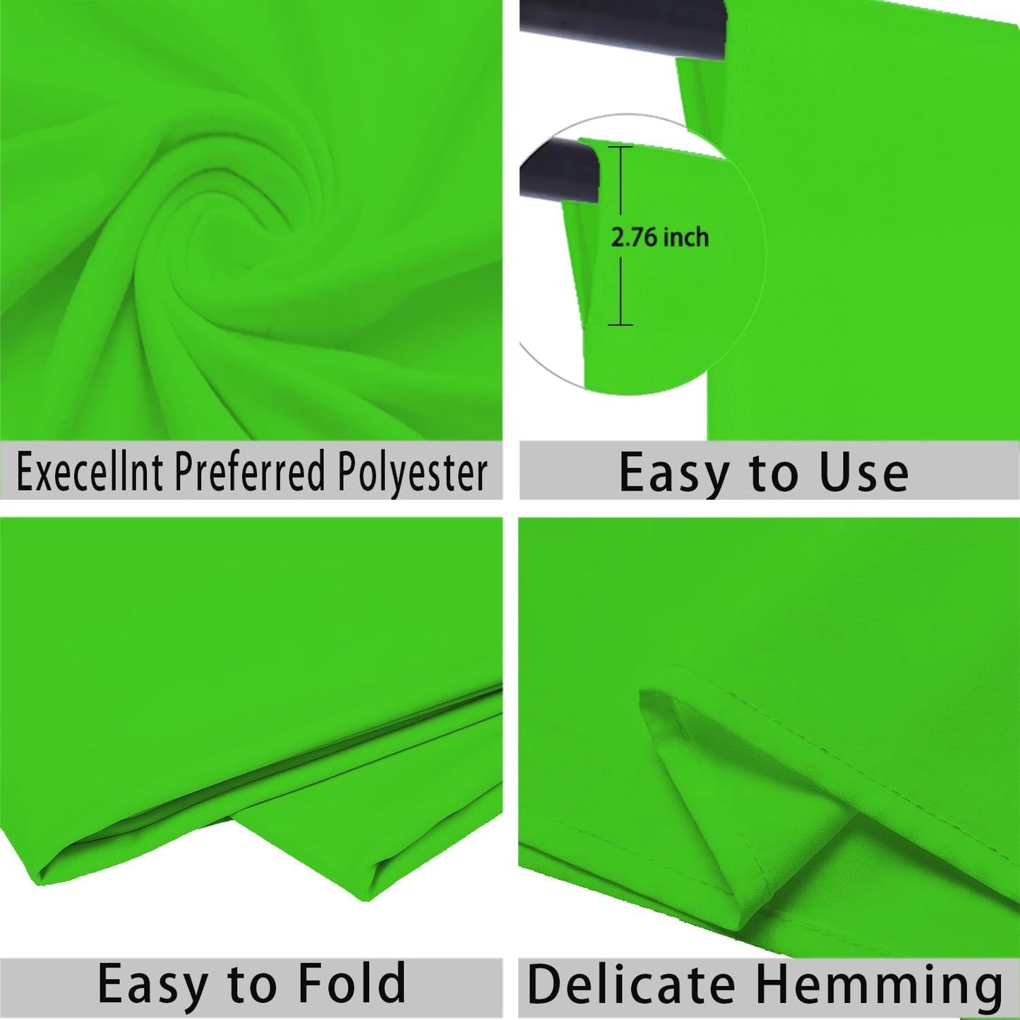 Green Screen Photo Backdrop for Photoshoot Green Background for Photography Photo Backdrop Curtain for Party 6x9 FT