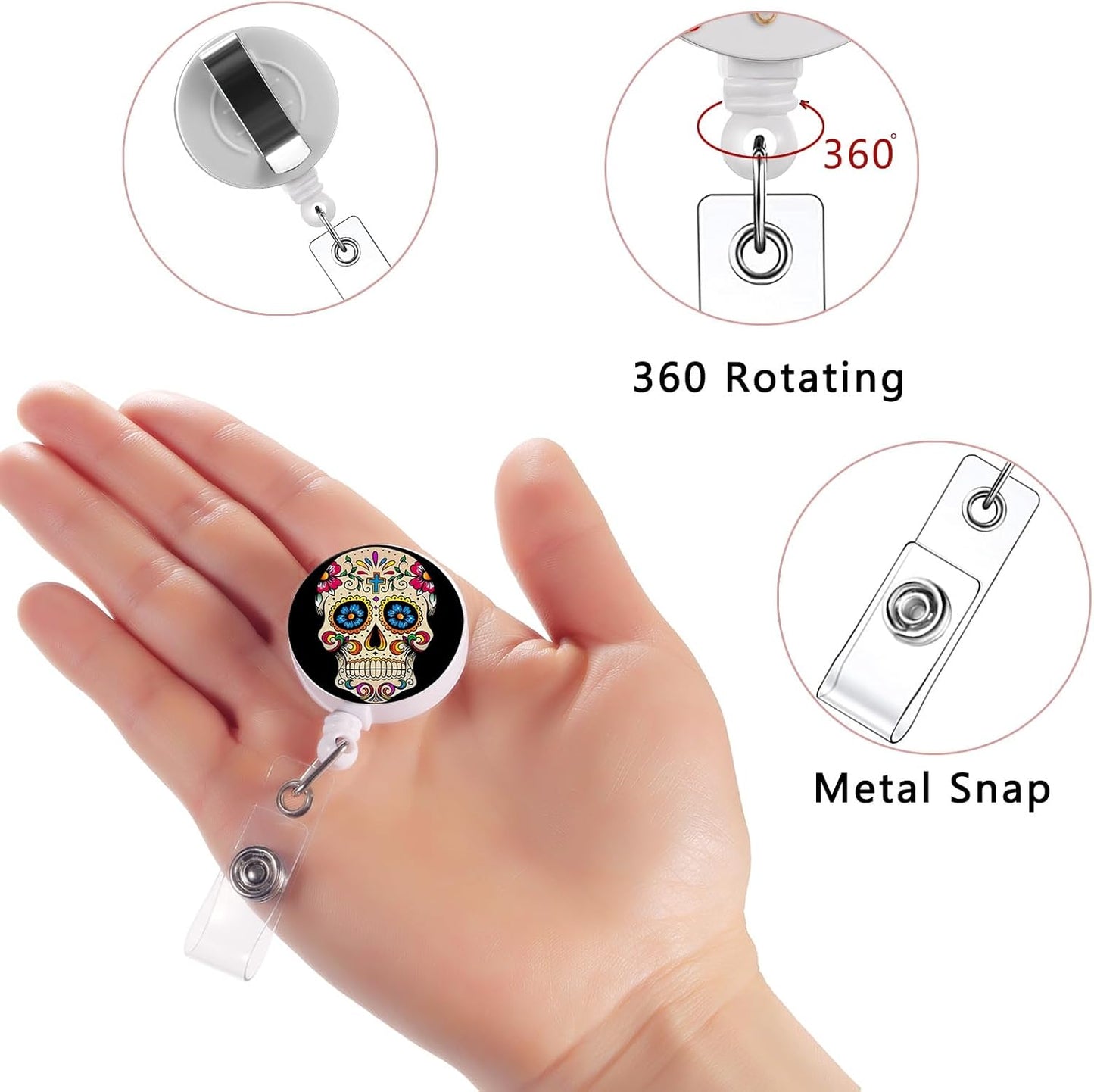 16pcs Badge Reels Retractable Badge Holders,Id Badge Holders Retractable with Clip,Cute Badge Reel for Men,Women,Girls 13