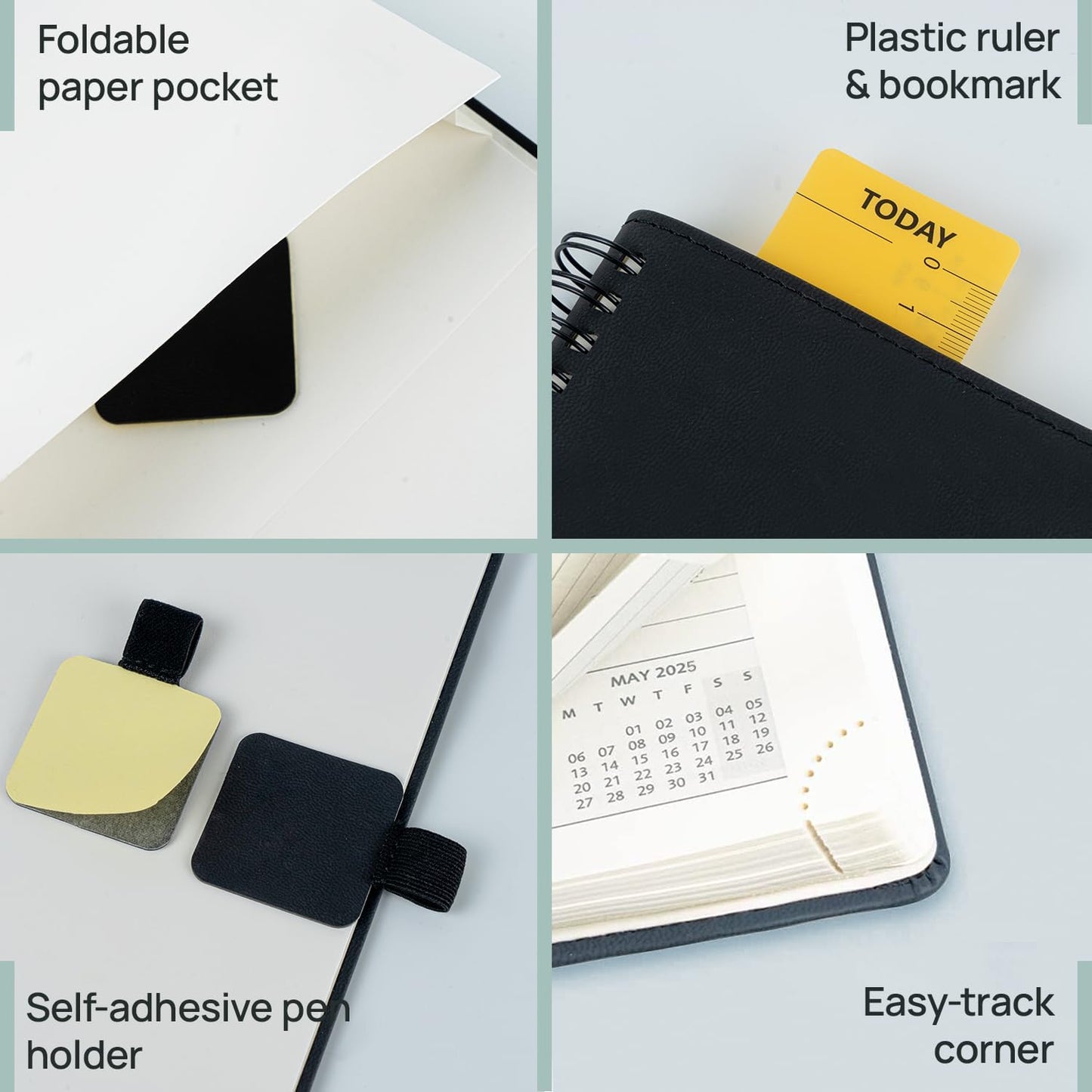 POPRUN Planner 2025-2026 (Large - 8.5'' x 10.5'') Academic Weekly Calendar (July 2025 - June 2026) with Hourly Time Slots, Monthly Tabs, 100GSM Thick Papers, Spiral Leather Cover - Purple