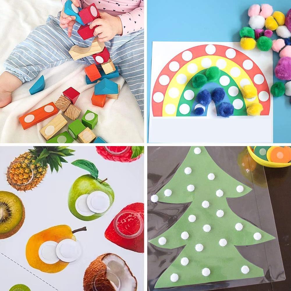 2016Pcs (1008 Pairs) 0.39in/10mm Diameter Hook and Loop Self Adhesive Dots Tapes, White Nylon Sticky Back Dots, Fastener Round Tapes for Home, Office and Classroom