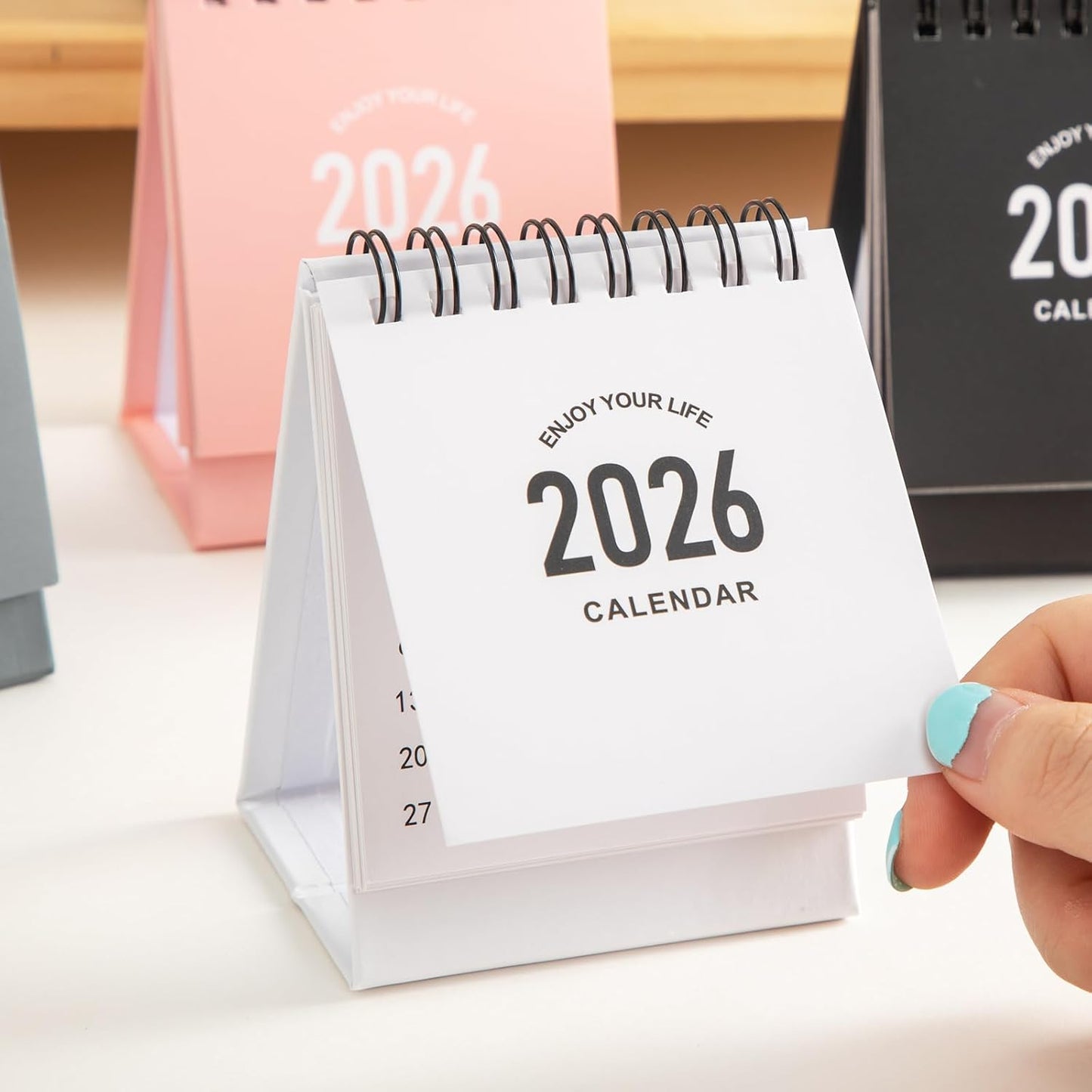 Mini Desk Calendar 2025-2026 - Small Desk Calendar Runs from July 2025 to Dec 2026, Monthly Calendar 250gsm Thick Paper Twin-Wire Binding with Stickers for Home Office School (Mini white)