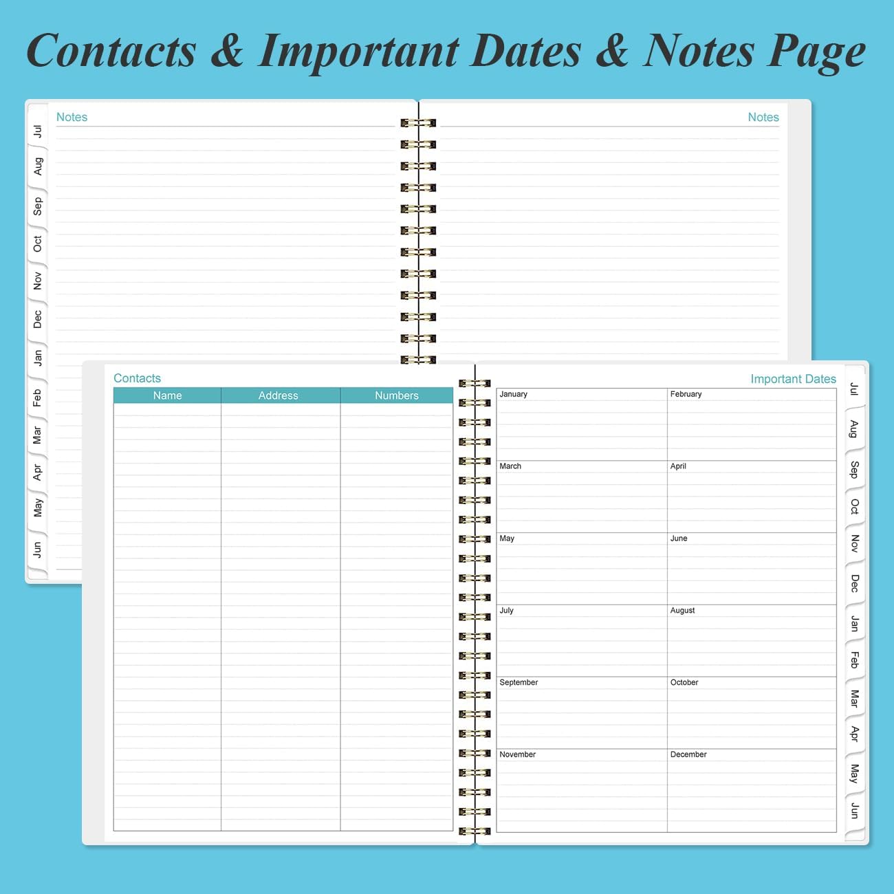 2025-2026 Planner - Academic Planner 2025-2026 from July 2025 to June 2026 with 12 Monthly Tabs, Flexible Cover, Inner Pocket, 8.5" x 11", Blue Watercolor
