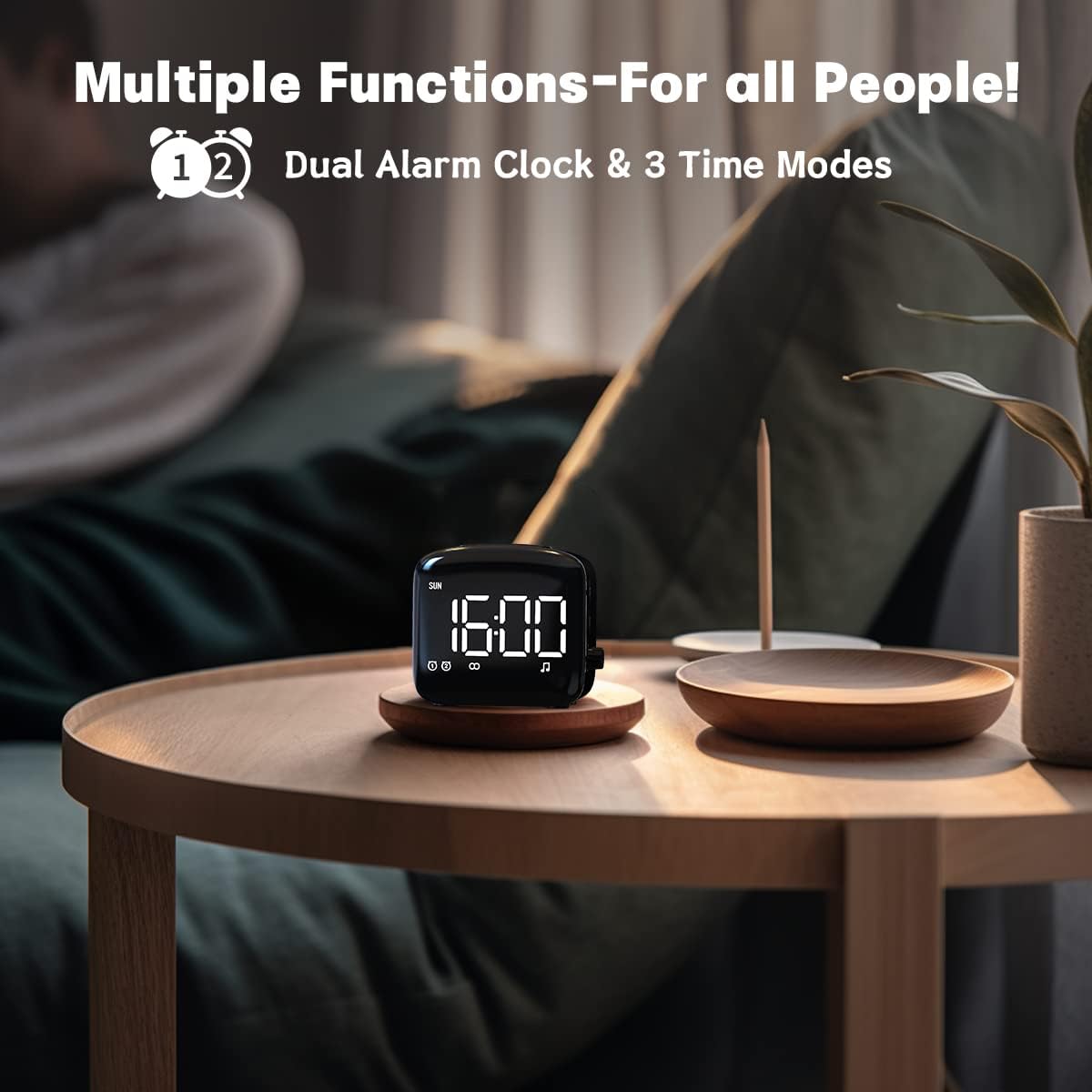 Easysleep Digital Wake Up Alarm Clock with Big LED Display 27 Soothing Sounds Lound Sunrise Clock Dual 3 Alarms Memory Snooze Setting 4 Brightness for Deep Sleepers Adults Teenagers Kids