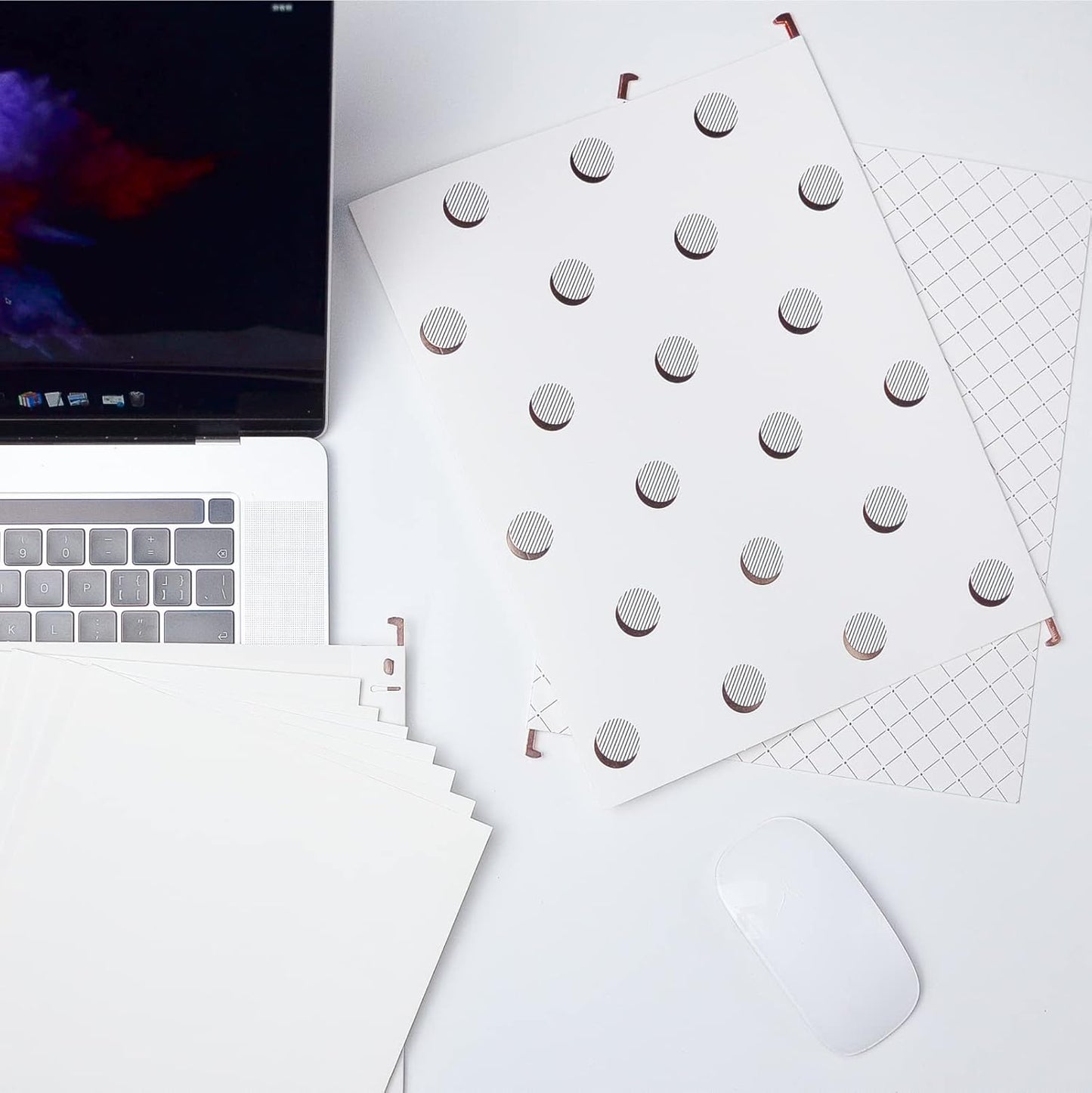 Y YOMA 6 Pack Rose Gold Hanging File Folders Letter Size Decorative File Folder Cute Pretty Hanging Folder Organizer for Filing Cabinet Office Home with 1/5-Cut Adjustable Tabs, 3 Gold Foil Design