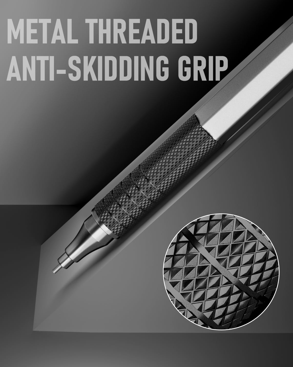 Four Candies 0.9mm Mechanical Pencil Set with Case, 3PCS Metal Artist Lead Pencil with 8 Tubes (480PCS) HB Lead Refills, 3 Erasers, 9 Eraser Refills For Engineer Art Writing Drafting, Black