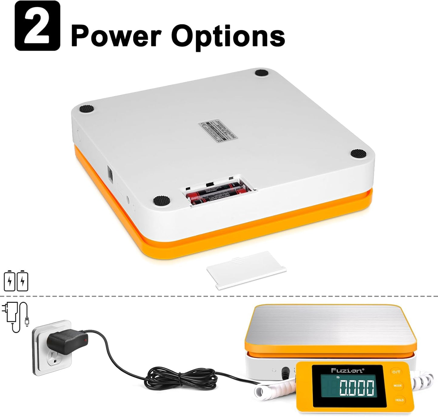 Fuzion Shipping Postal Scale - Package Scale 110LB x 0.1oz, Large LCD Display, 5 Units, Digital Scale for Packages, Postage - Dual Power Supply (Batteries & Adapter)