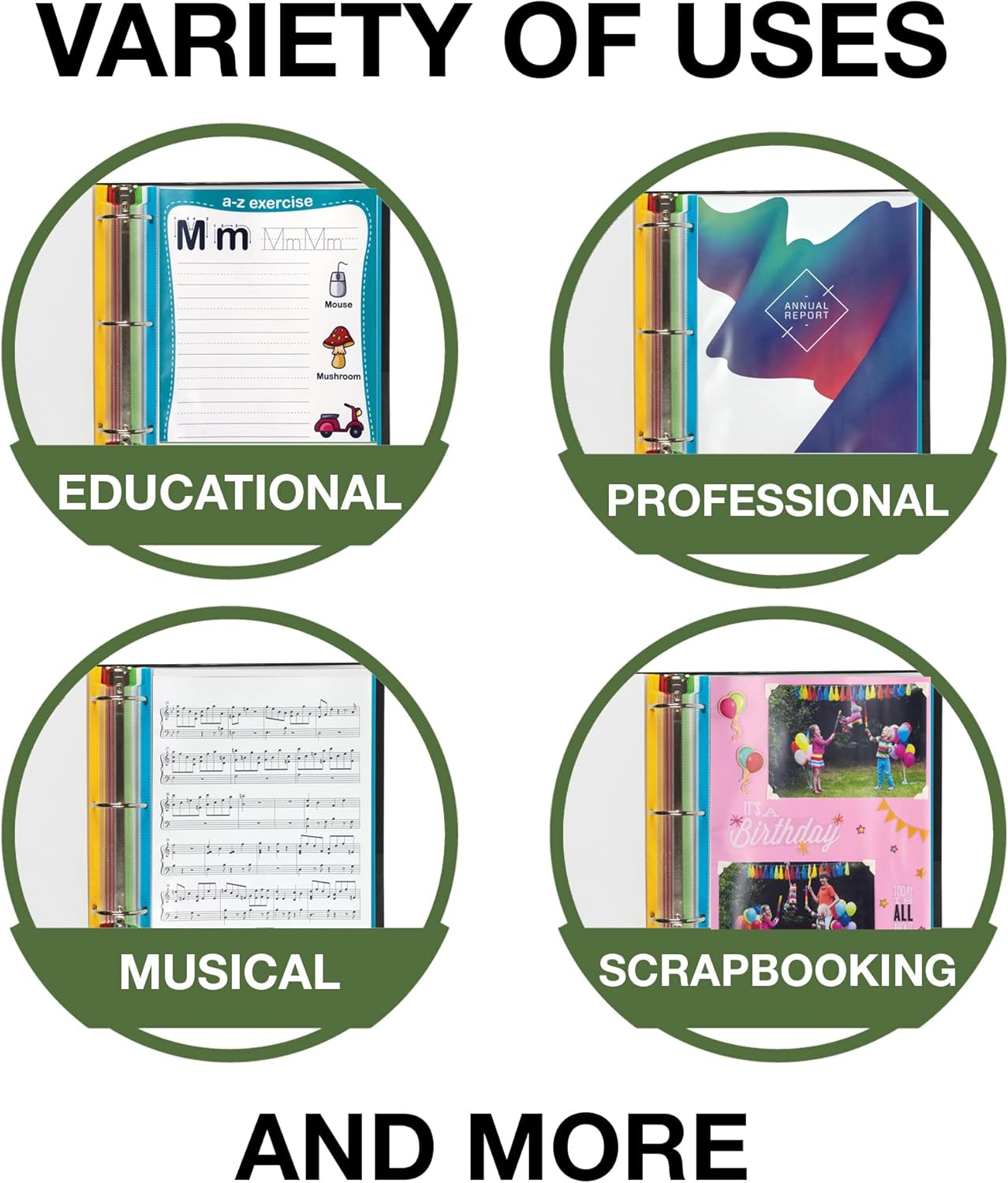 Samsill Color Edge Sheet Protectors 8.5 x 11 Inch, Page Protectors for 3 Ring Binder, Standard Weight, Clear Sheet Protector, Letter Size, Top Loading, Acid Free, 100 Pack