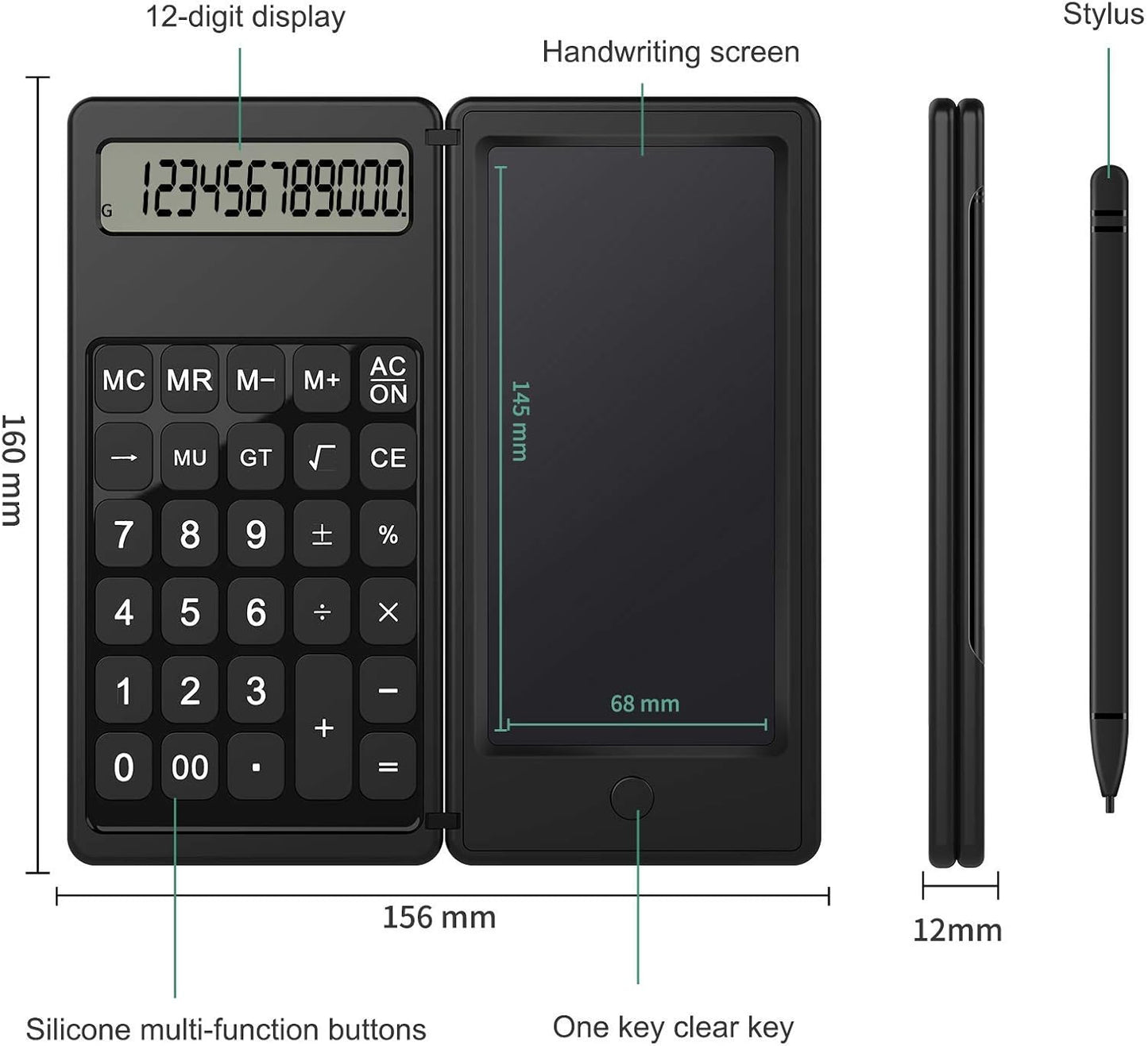 Doodle Pad Calculators, Kids Calculator with Writing Tablet & 6 LCD Display, 12 Digit Electronic Board Drawing/Memo Pads