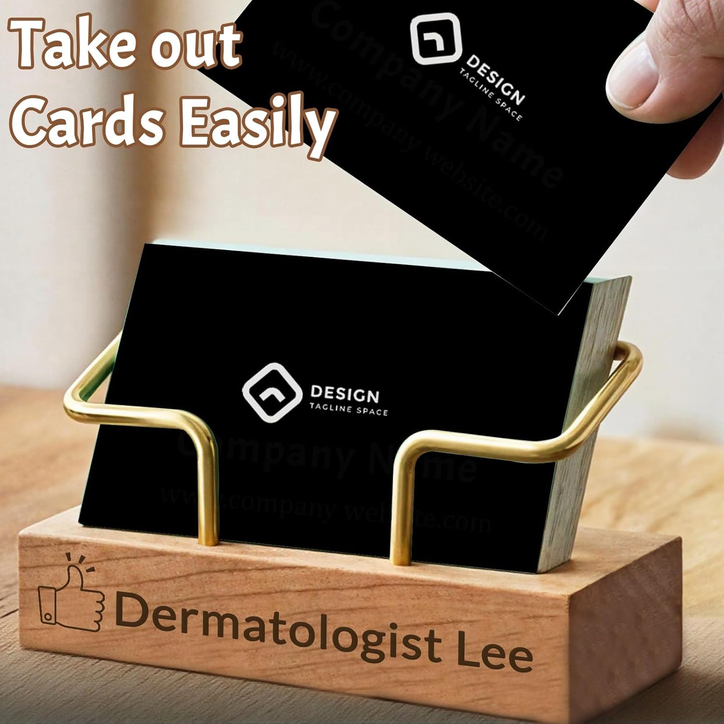 HJX Custom Business Card Holder for Desk - Personalized Engraved Name Logo Wooden Business Card Organizer, Customized Business Card Desktop Display Gifts for Men Women (1 pack)