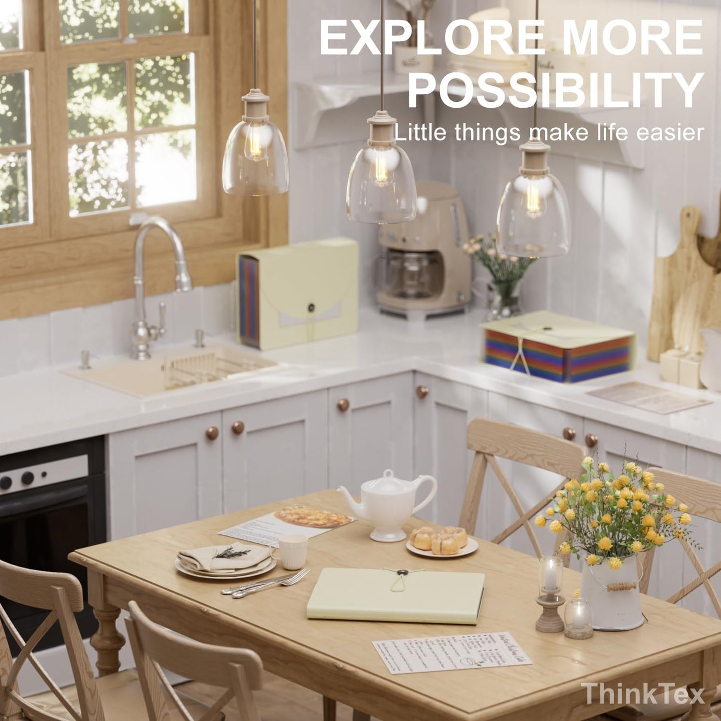 ThinkTex Accordion File Organizer, 12 - Pocket Expanding File Folders for Paper Receipts, Bills&Taxes Organizer, Letter/A4 Size Document Holder for School, Office, Home with tabs-Beige Color