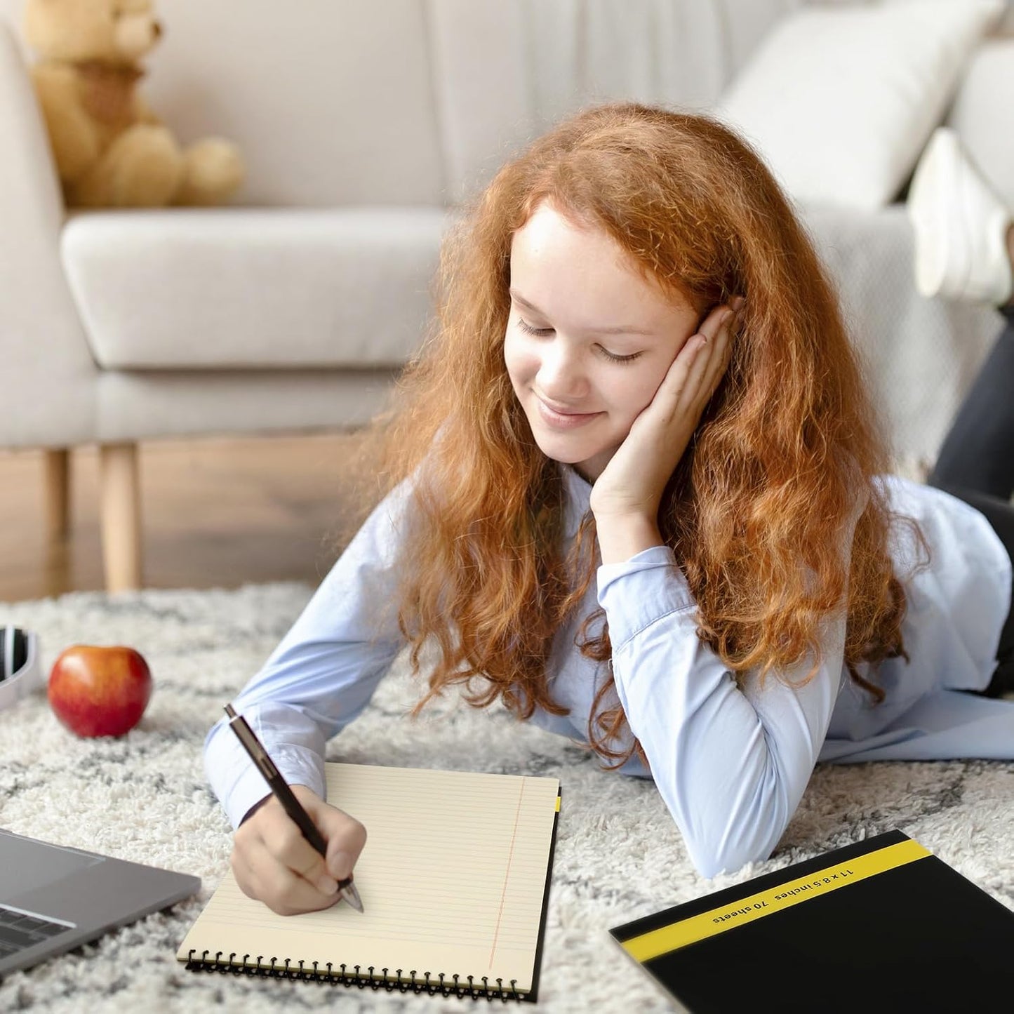 6 Pcs Legal Pad Top Spiral Bound Notebook 70 Sheets Wirebound Notepad Double Sided Ruled Memo Steno Pad with Stiff Back Cover for Business(8.5 x 11 Inches,No Holes,Yellow)