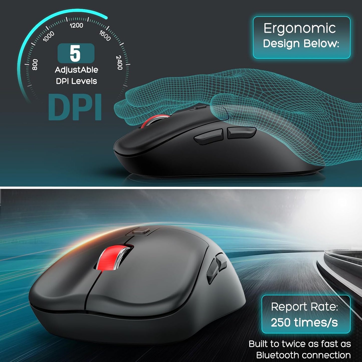 Ergonomic Wireless Keyboard and Mouse with Wrist Rest,Phone Holder - 2.4GHz Full-Sized Low-Profile Quiet Wireless Mouse and Keyboard Combo for Computer, Laptop, PC, Mac-Grey