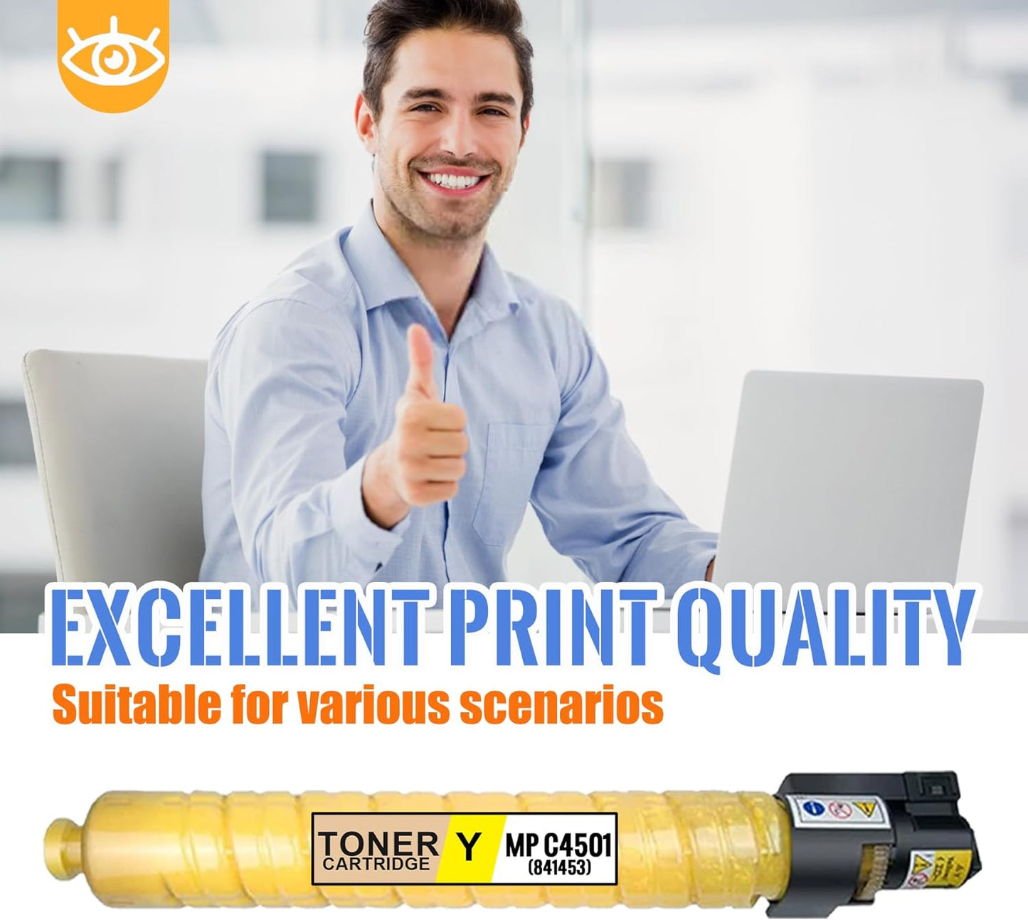 1 Pack MP C4501 Yellow Toner Cartridge | Replacement for Ricoh MP C4501 Work with Aficio MP C4501 Aficio MP C5501 Lanier MP C4501 Lanier MP C5501 Savin MP C4501 Savin MP C5501 | 841453