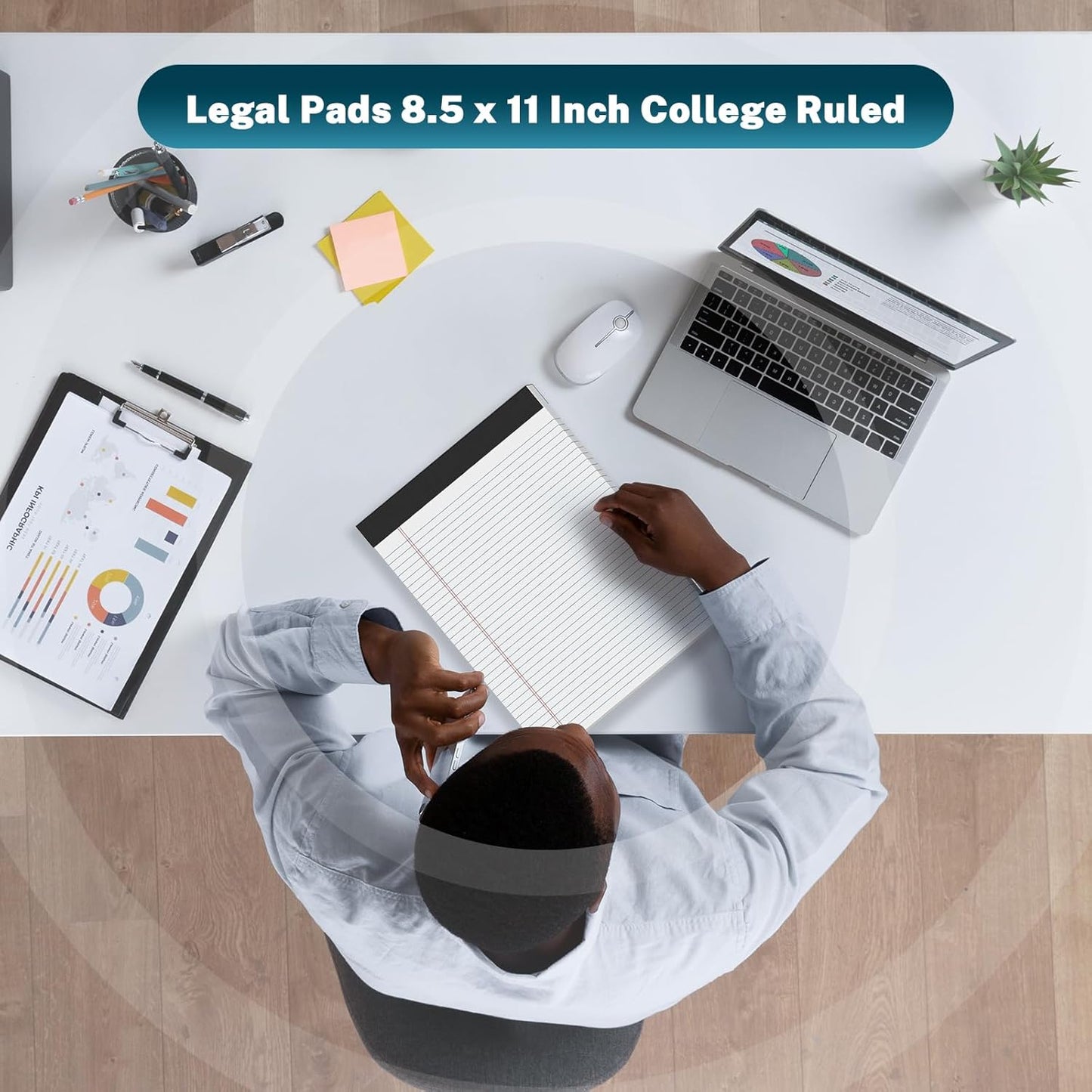 12 Pcs Legal Pads 8.5" x 11" College Ruled Note Pads 8.5 x 11.75 Inch Micro-Perforated Notepad 360 Sheets in Total Lined Writing Paper Notebook for Office, School Supplies & To-Do Lists 30 Sheets/Pad