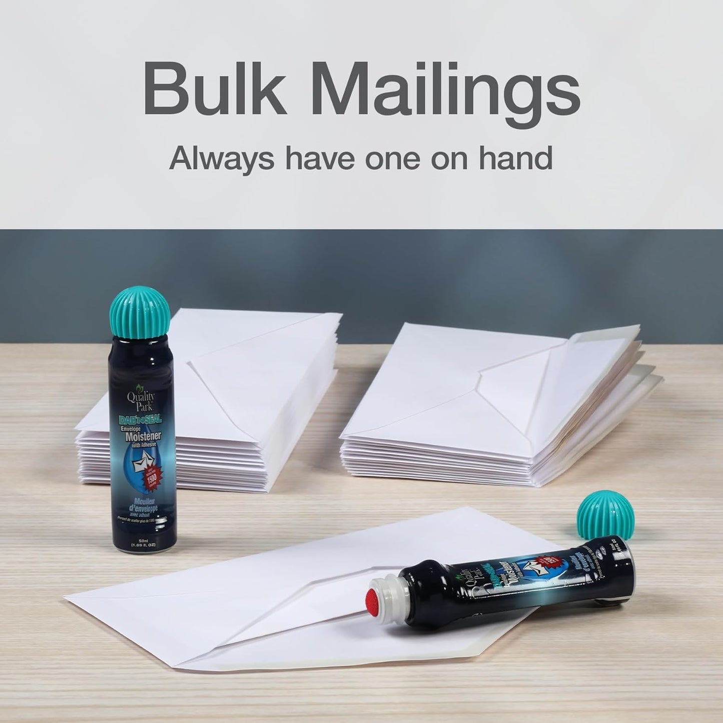 Quality Park Bulk Dab-N-Seal Envelope Moistener with Adhesive, for Securely Sealing Envelopes, Paper Crafts & More, 50mL Bottles, 12 Pack (QUA46062)