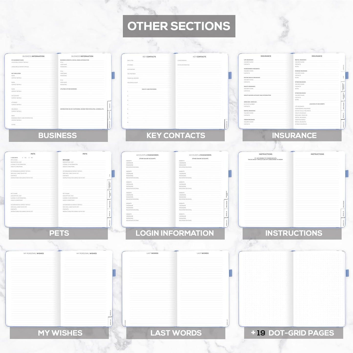 Clever Fox Large End of Life Planner – Guided Final Arrangements Organizer Notebook for Instructions, Beneficiary Info, Will Preparation, Last Wishes & Funeral Planning – 8.5" x 11" (Smoke Blue)