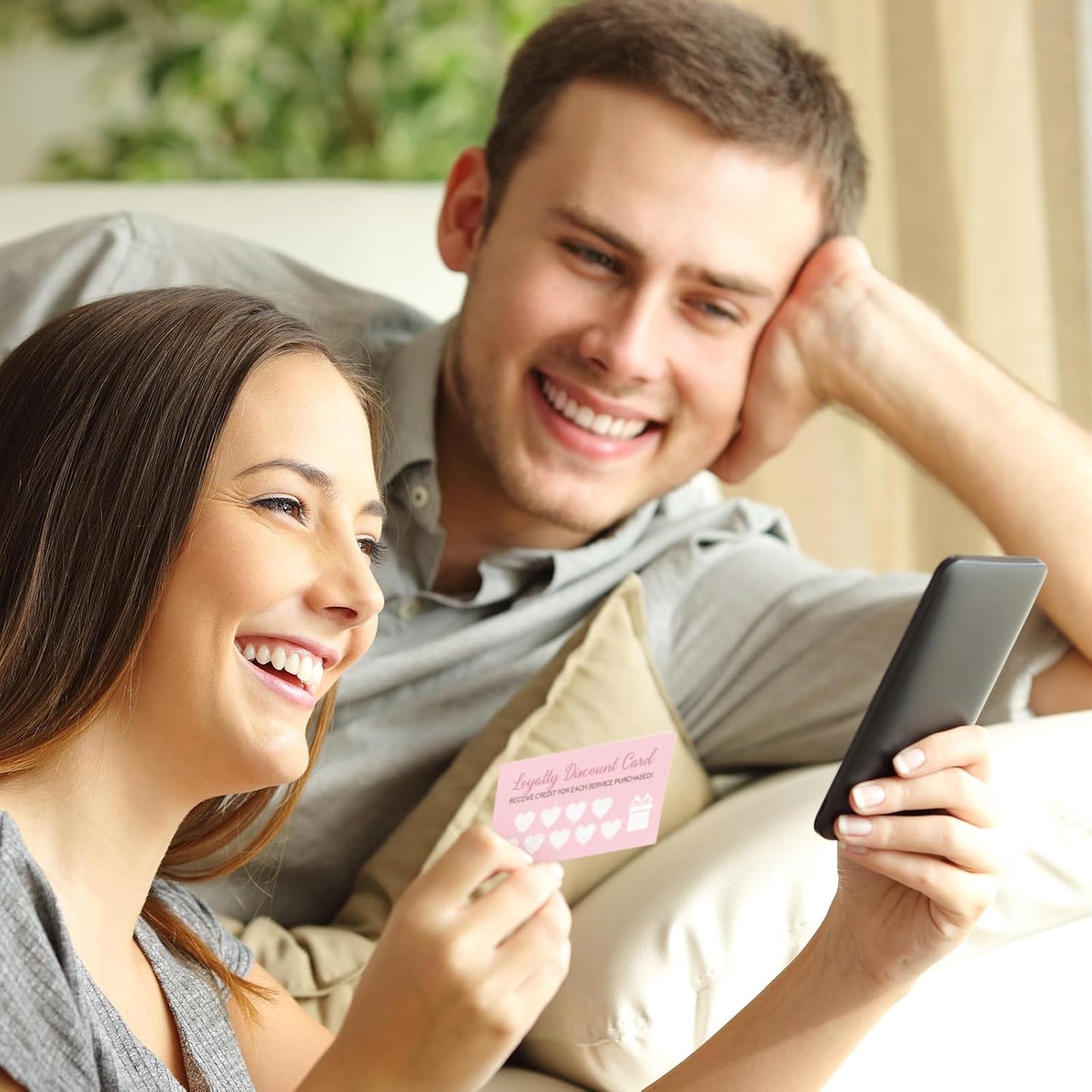 Seajan 200 Pcs Referral and Loyalty Discount Card 3.5 x 2 Inch Punch Cards, Double Sided Loyalty Cards for Small Business Reward Awards for Behavior, 4 Style