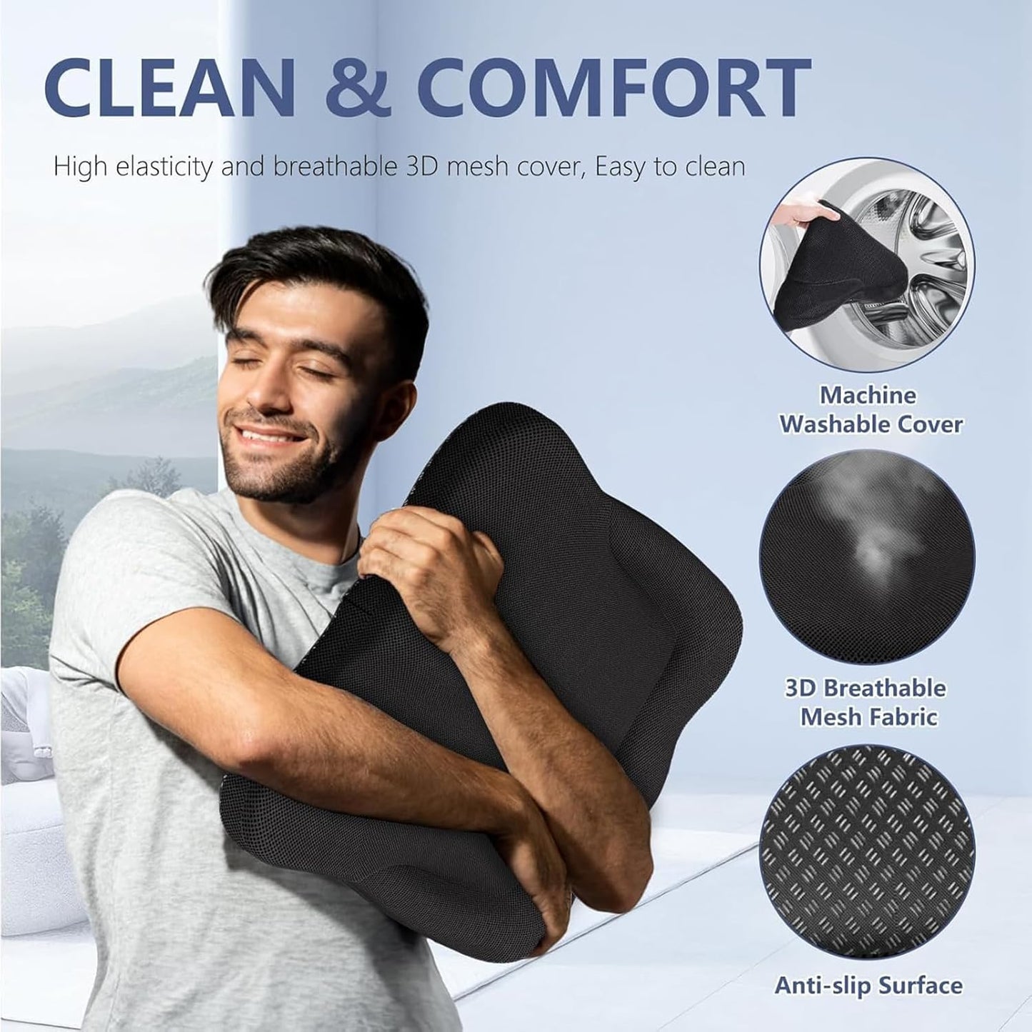 19.7in Thicken Cooling Gel Seat Cushion, Larger Gel Seat Cushion for Long Sitting Pressure Relief Seat Pad for Office Chair Egg Cushions for Car, Desk Chair, Wheelchair Cushion