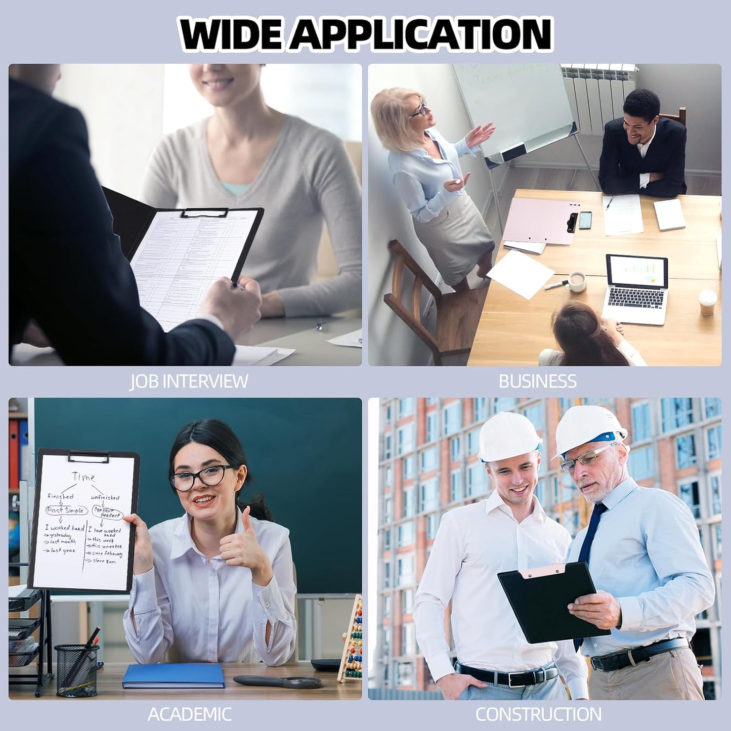 Clipboard Folder, A4 Foldable Clipboard with Horizontal and Vertical Double Metal Clips, 360 Degree Foldable Binder Clipboards with Pen Holder, File Cover Work Folder Clipboards, Pink