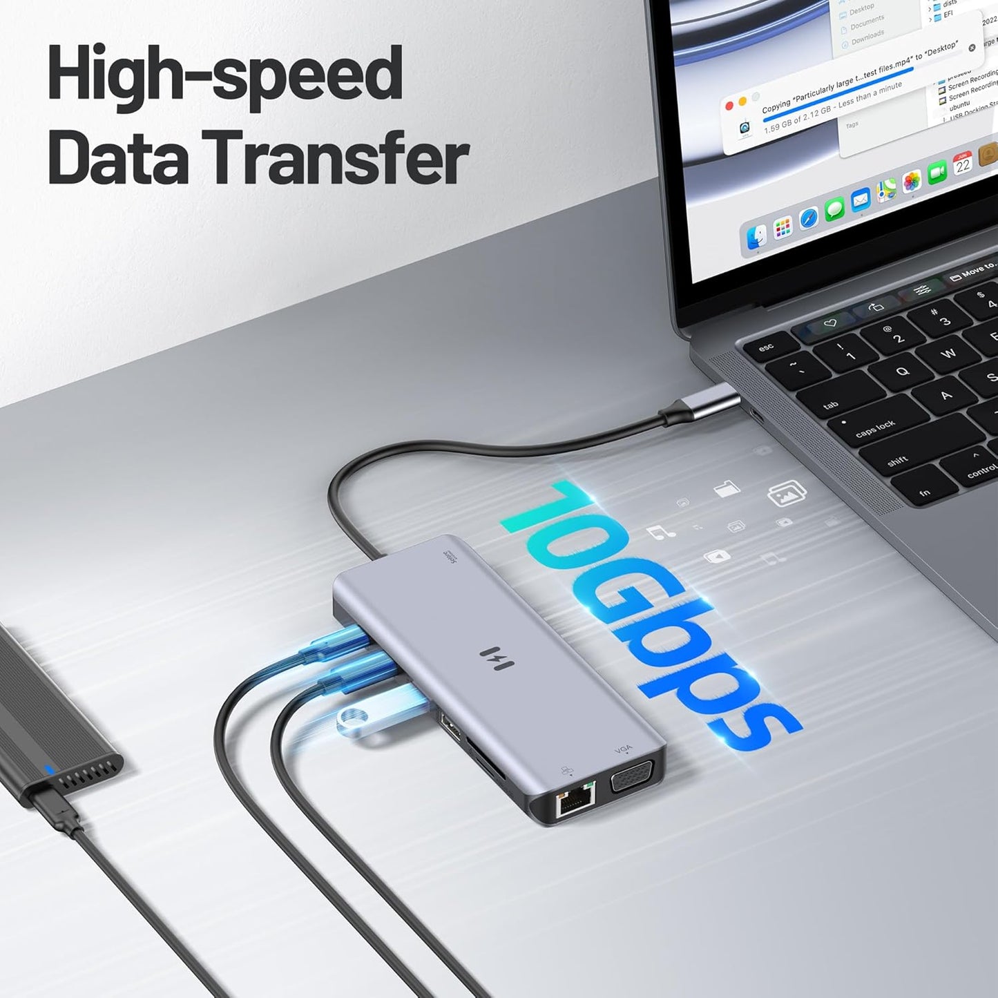 USB C Docking Station 4 Monitors,13 in 1 Laptop Docking Station 3 Monitors with Dual HDMI,8K DP,VGA,10Gbps USB A/C Data Transfer, PD Charging,USB C Hub Multiport Adapter for Windows/Mac OS Laptop